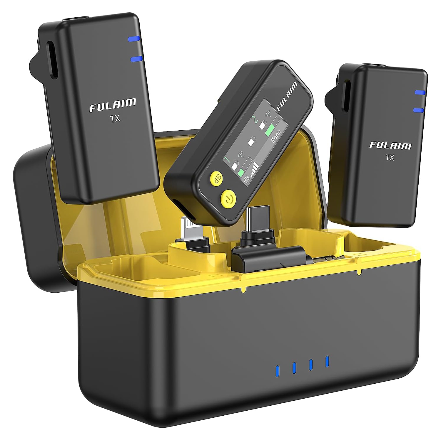 Micro-cravate sans fil X5 de FULAIM, micro-cravate avec étui de recharge de 18H mAh pour appareils photo reflex numériques/iPhone/Android/diffusion