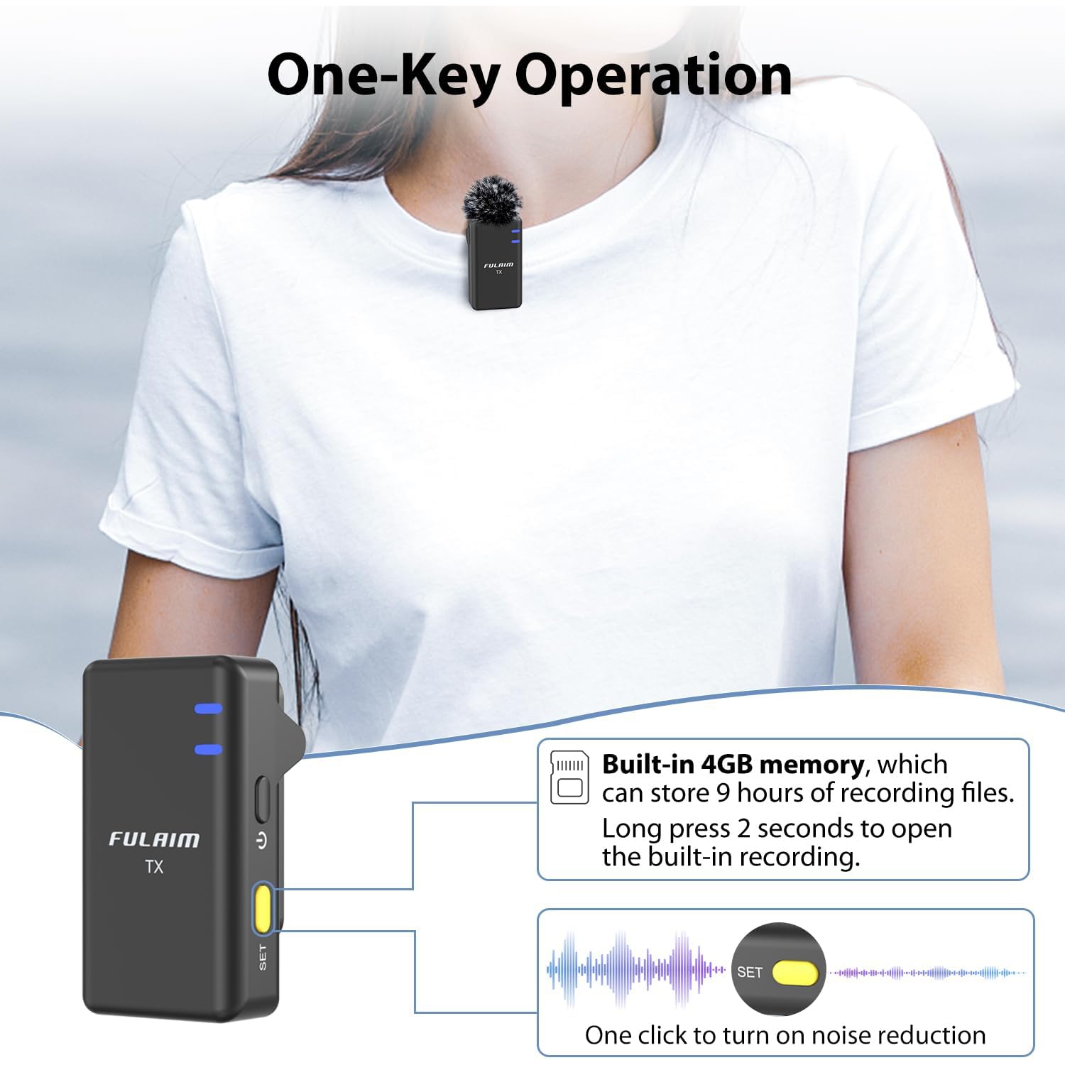 Micro-cravate sans fil X5 de FULAIM, micro-cravate avec étui de recharge de 18H mAh pour appareils photo reflex numériques/iPhone/Android/diffusion