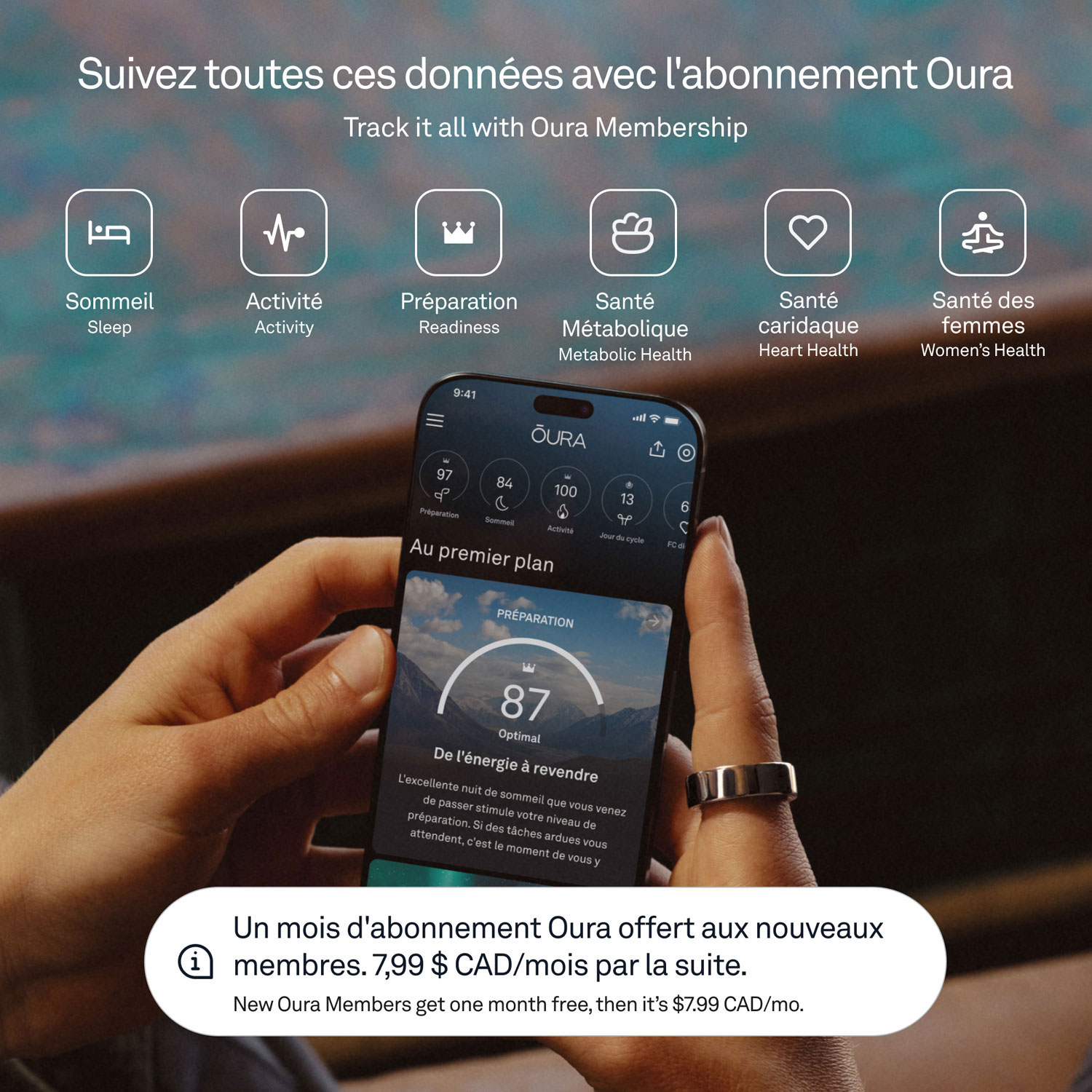 Anneau intelligent de sommeil et de mise en forme Ring 4 d'Oura - Argent brossé - Taille 12