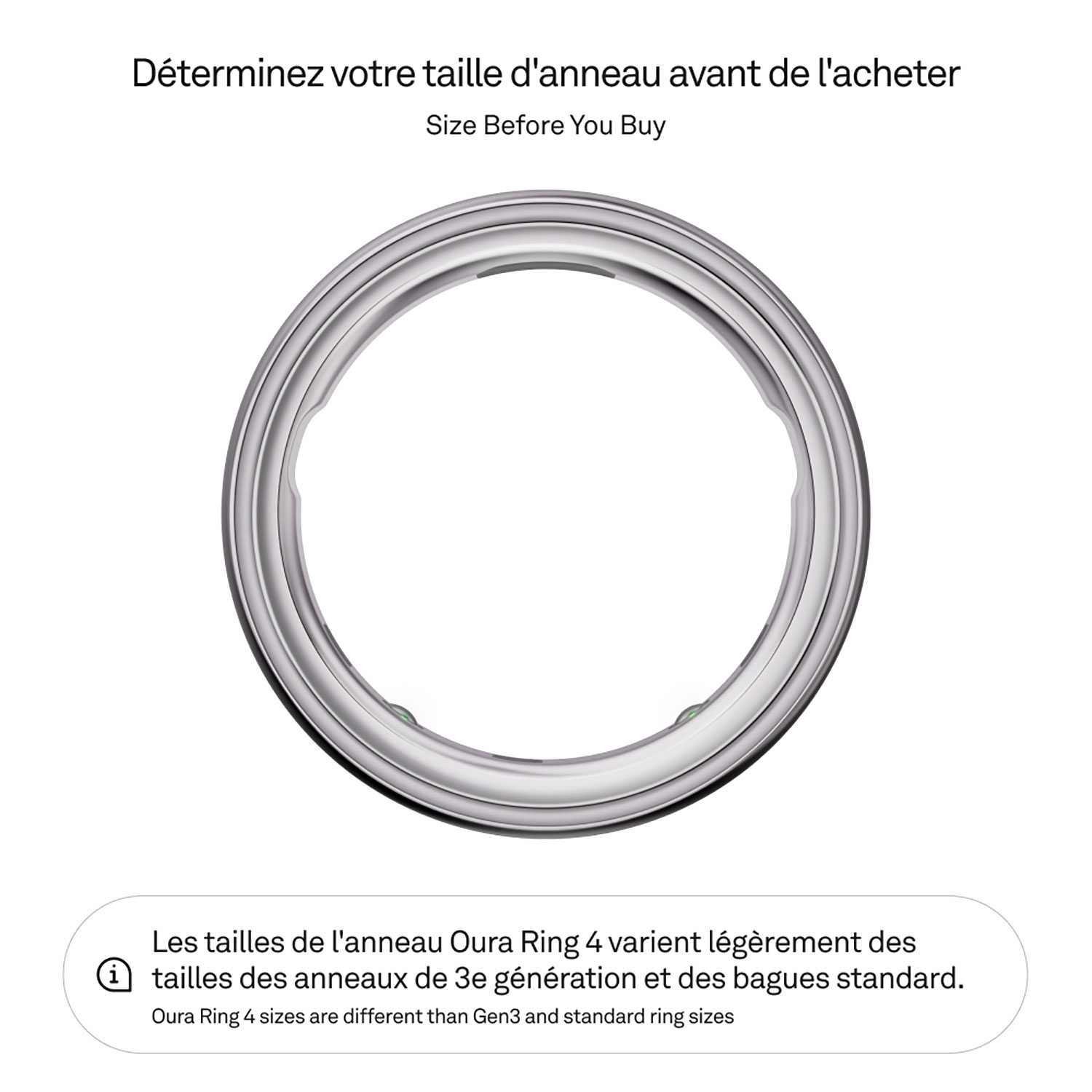 Anneau intelligent de sommeil et de mise en forme Ring 4 d'Oura - Argenté - Taille 8