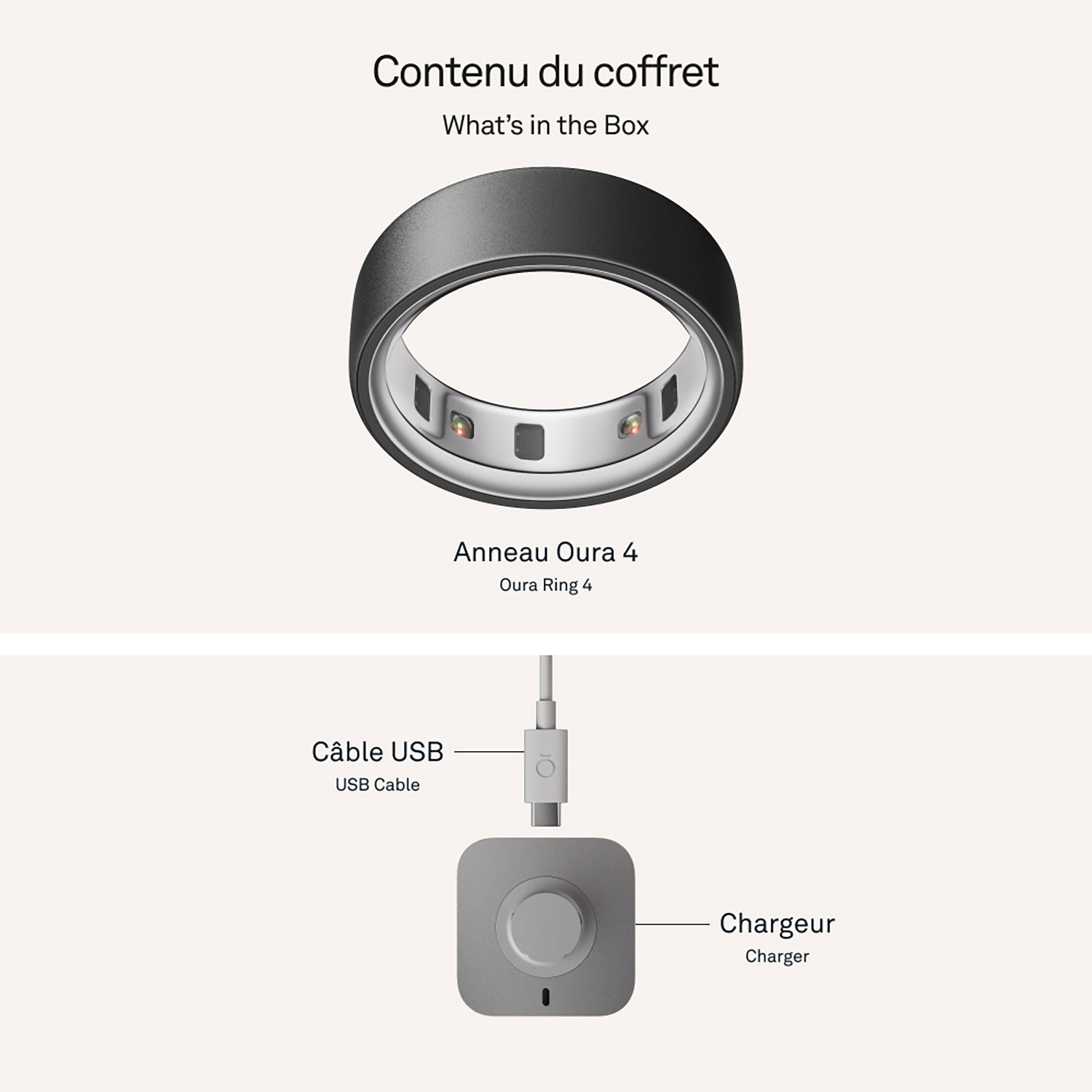 Anneau intelligent de sommeil et de mise en forme Ring 4 d'Oura - Noir mat Stealth - Taille 13