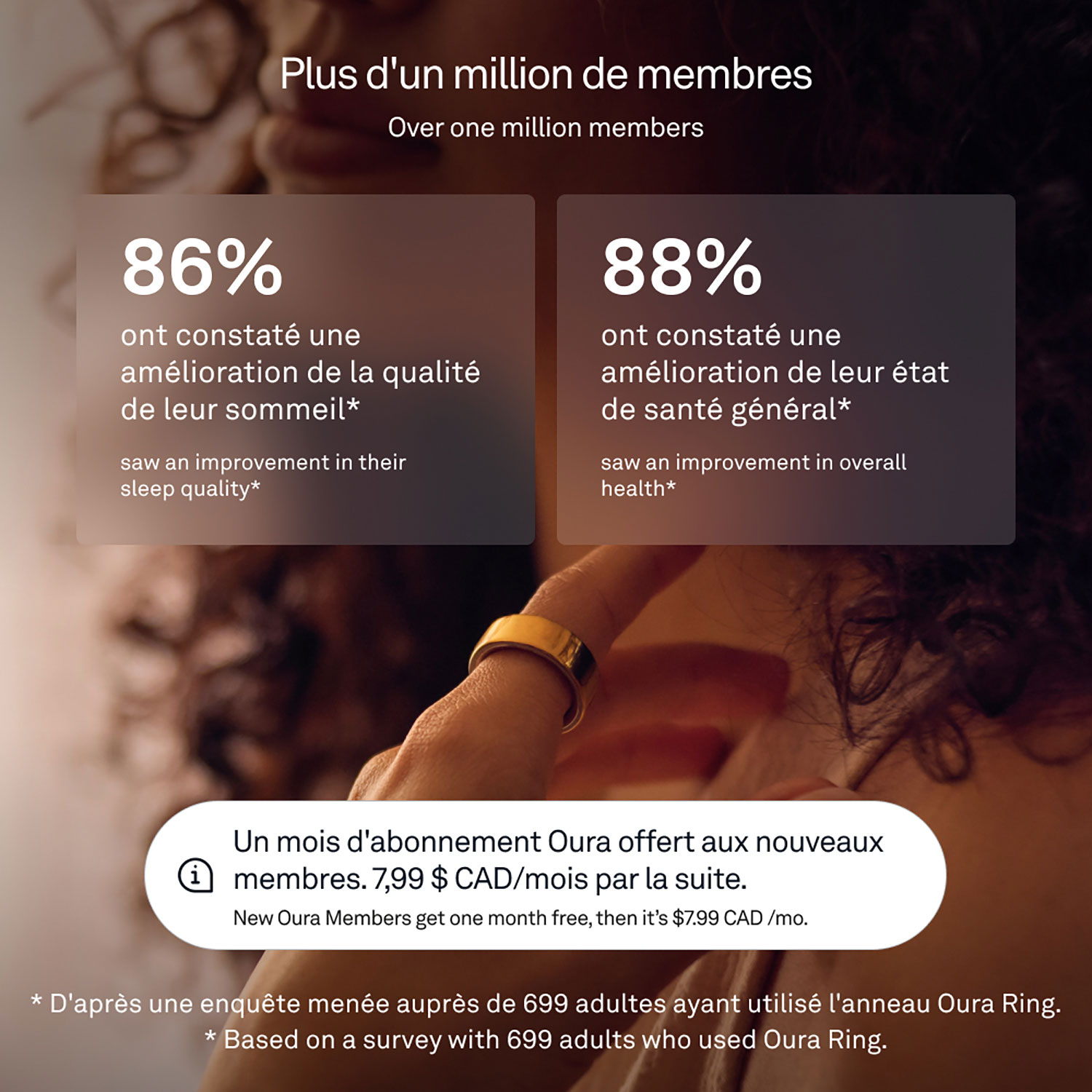 Anneau intelligent de sommeil et de mise en forme Ring 4 d'Oura - Doré - Taille 11