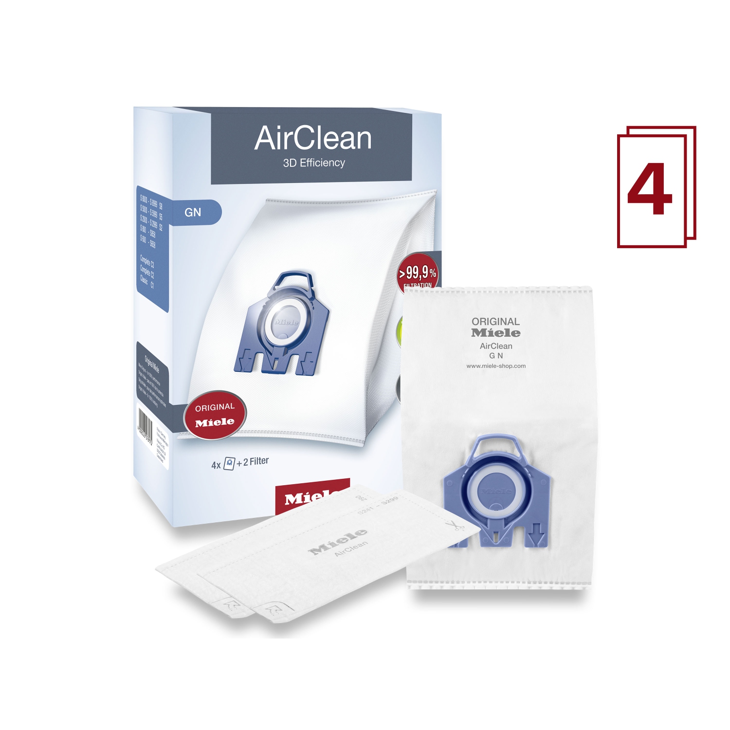 Aspirateur Air Clean 3D Efficiency GN de Miele avec sacs à poussière et filtre
