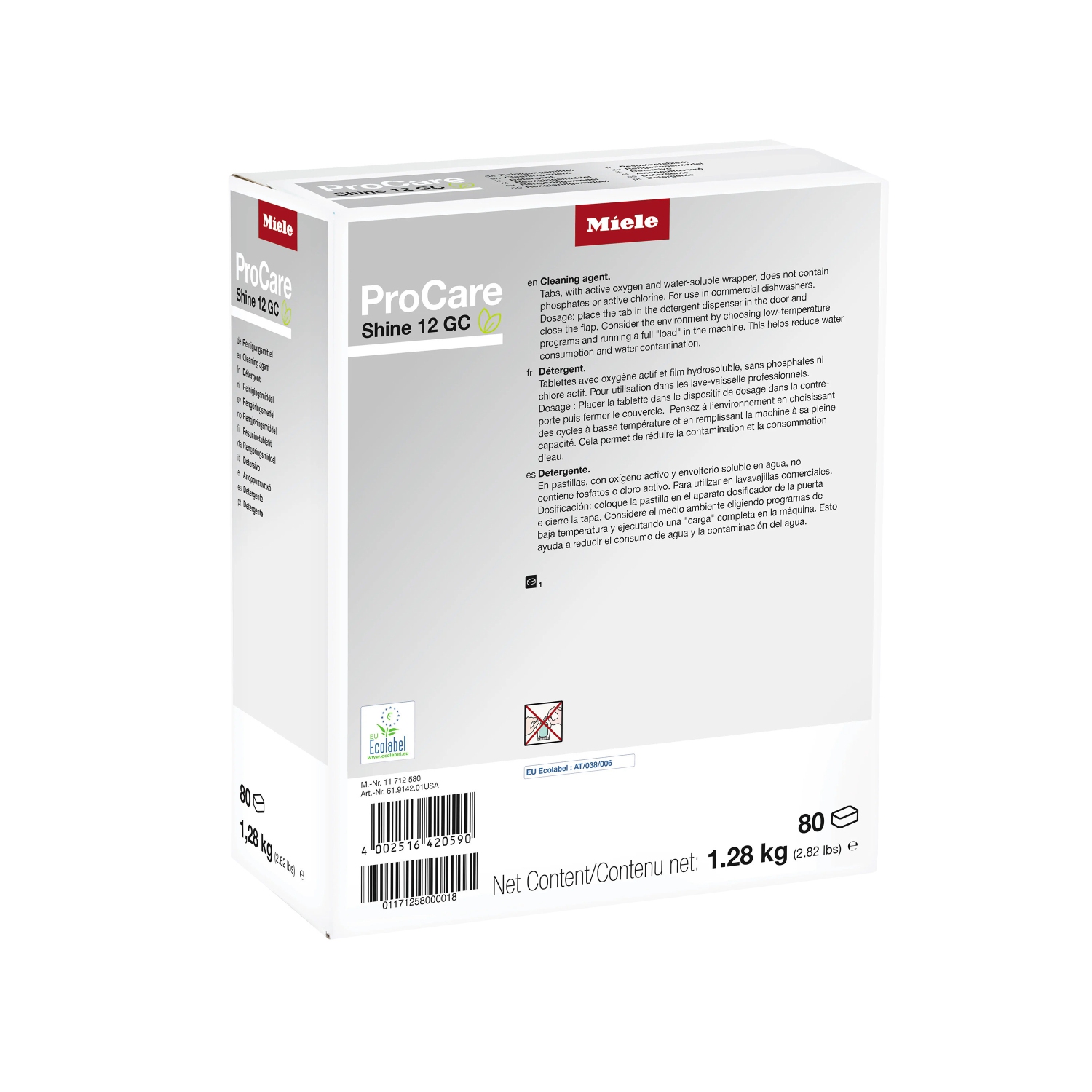 Tablettes de lave-vaisselle Professional Care Shine 12 GC de Miele - 80 onglets