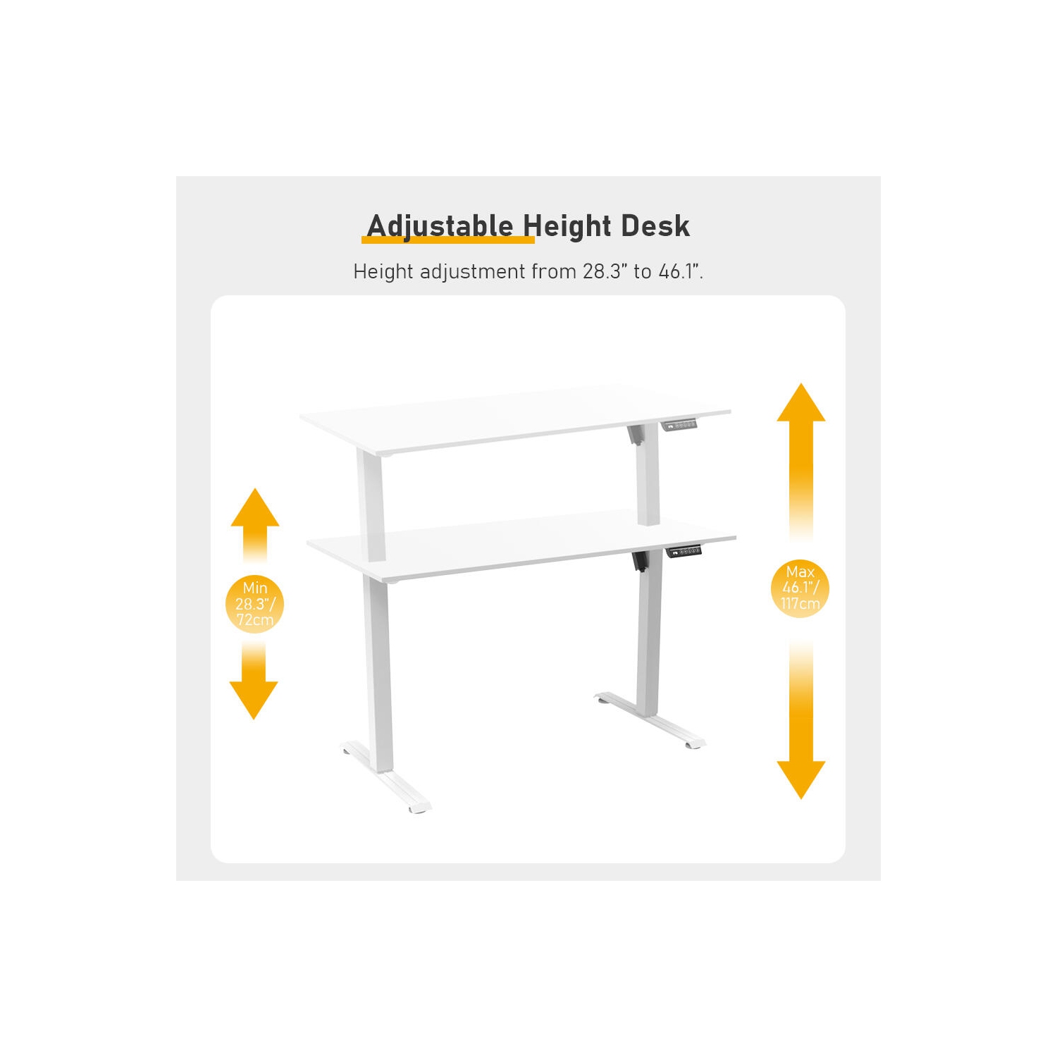 Bureau d'ordinateur debout électrique à hauteur réglable 47x23.6&nbsp;po, panneau de commande à 3 positions à mémoire