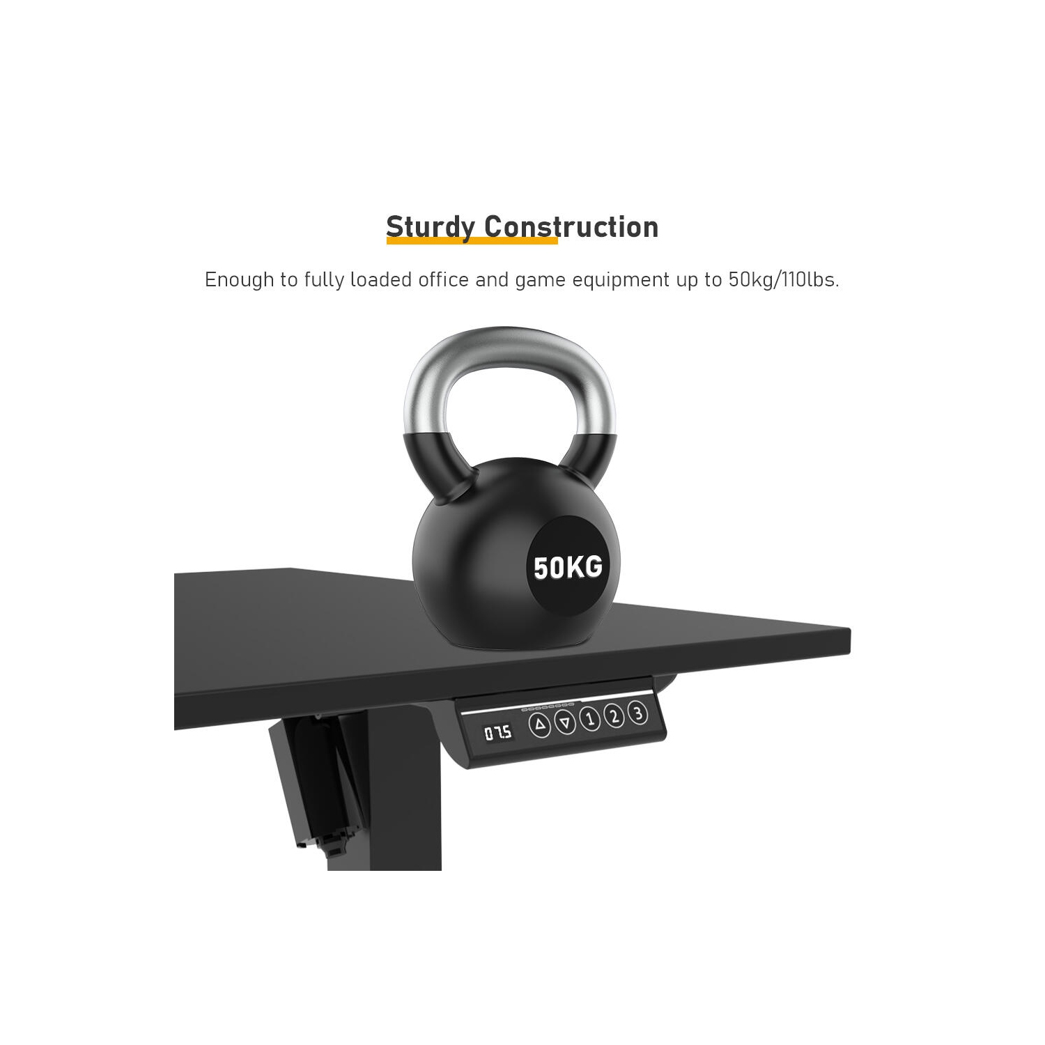 Bureau debout électrique de 24 x 24&nbsp;po avec panneau de commande à 3 positions, bureau assis/debout ergonomique réglable avec table en épissure