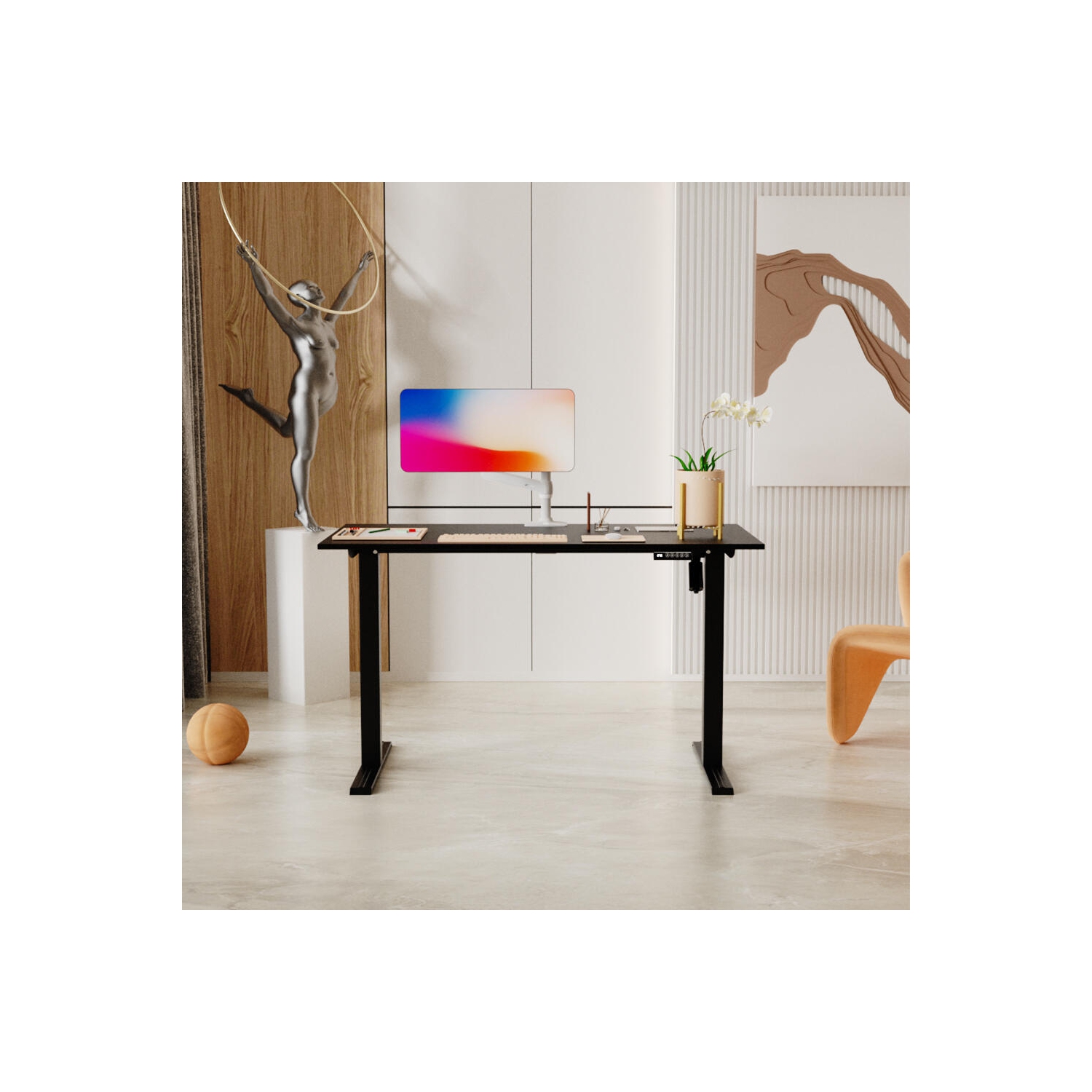 Bureau debout électrique de 24 x 24&nbsp;po avec panneau de commande à 3 positions, bureau assis/debout ergonomique réglable avec table en épissure