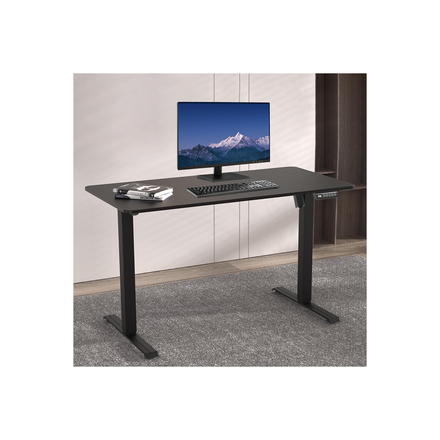 Bureau debout électrique de 24 x 24&nbsp;po avec panneau de commande à 3 positions, bureau assis/debout ergonomique réglable avec table en épissure