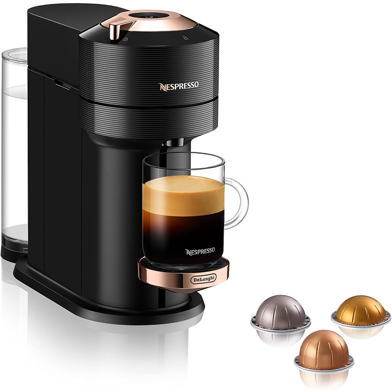 Open Box - Nespresso Vertuo Next Premium Coffee & Espresso Machine by De'Longhi - Black/Rose Gold