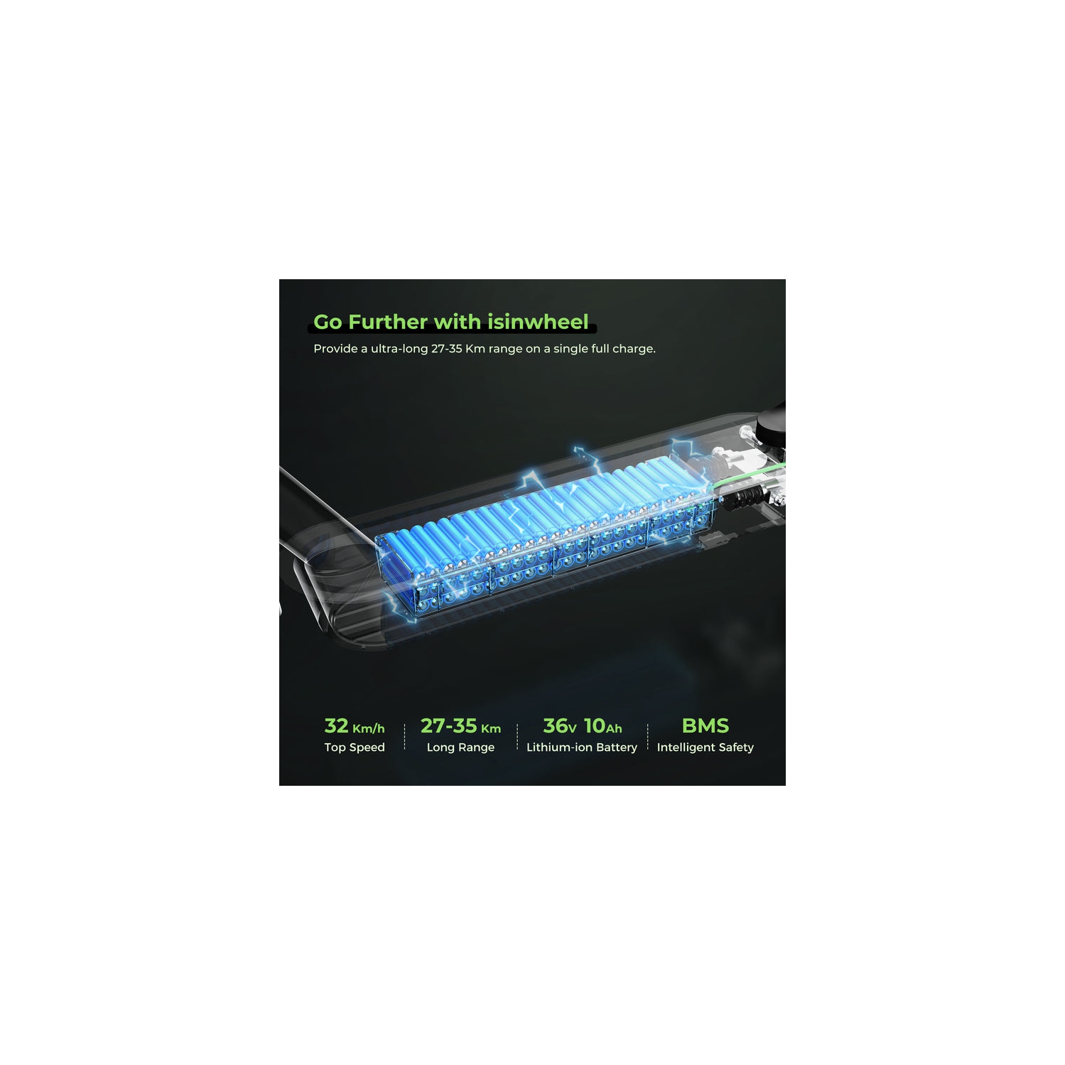 isinwheel S9MAX Folding Adults Electric Commuting Scooter - Black