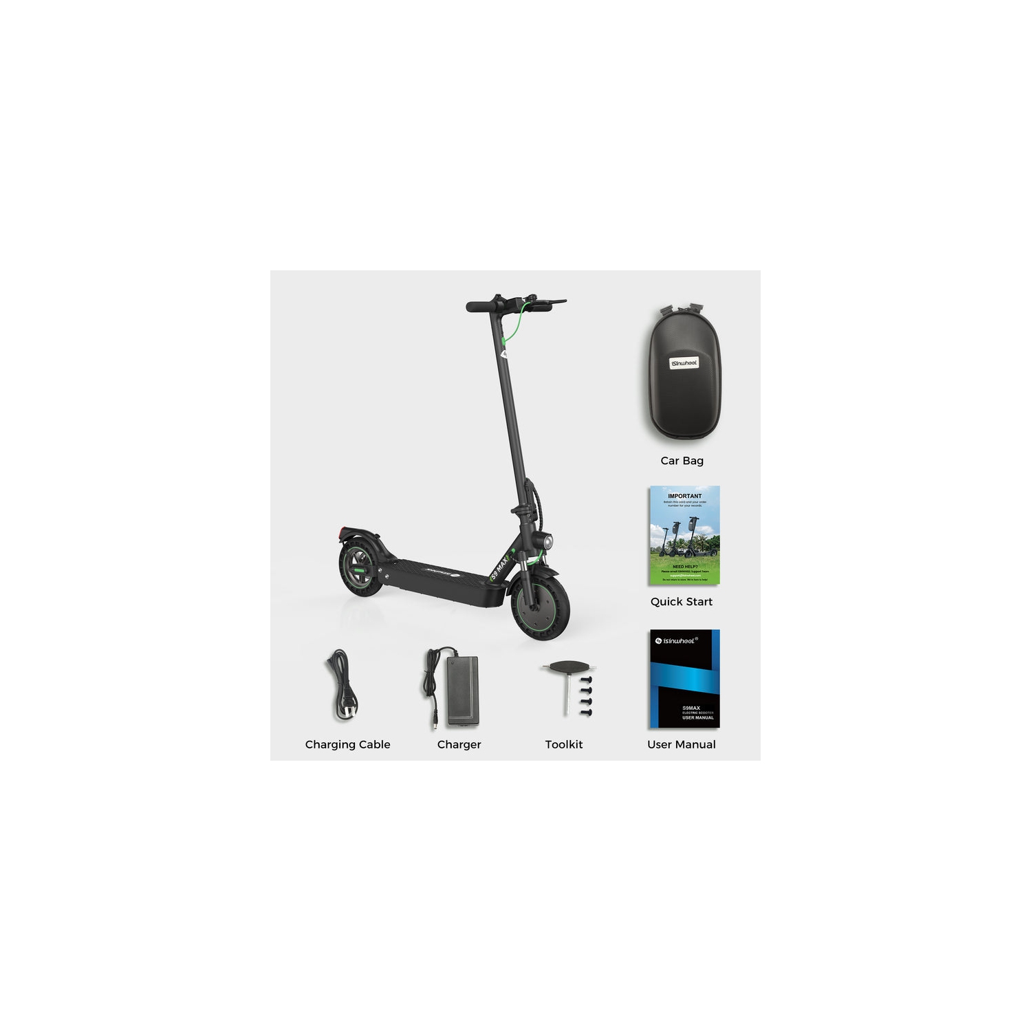 isinwheel S9MAX Folding Adults Electric Commuting Scooter - Black