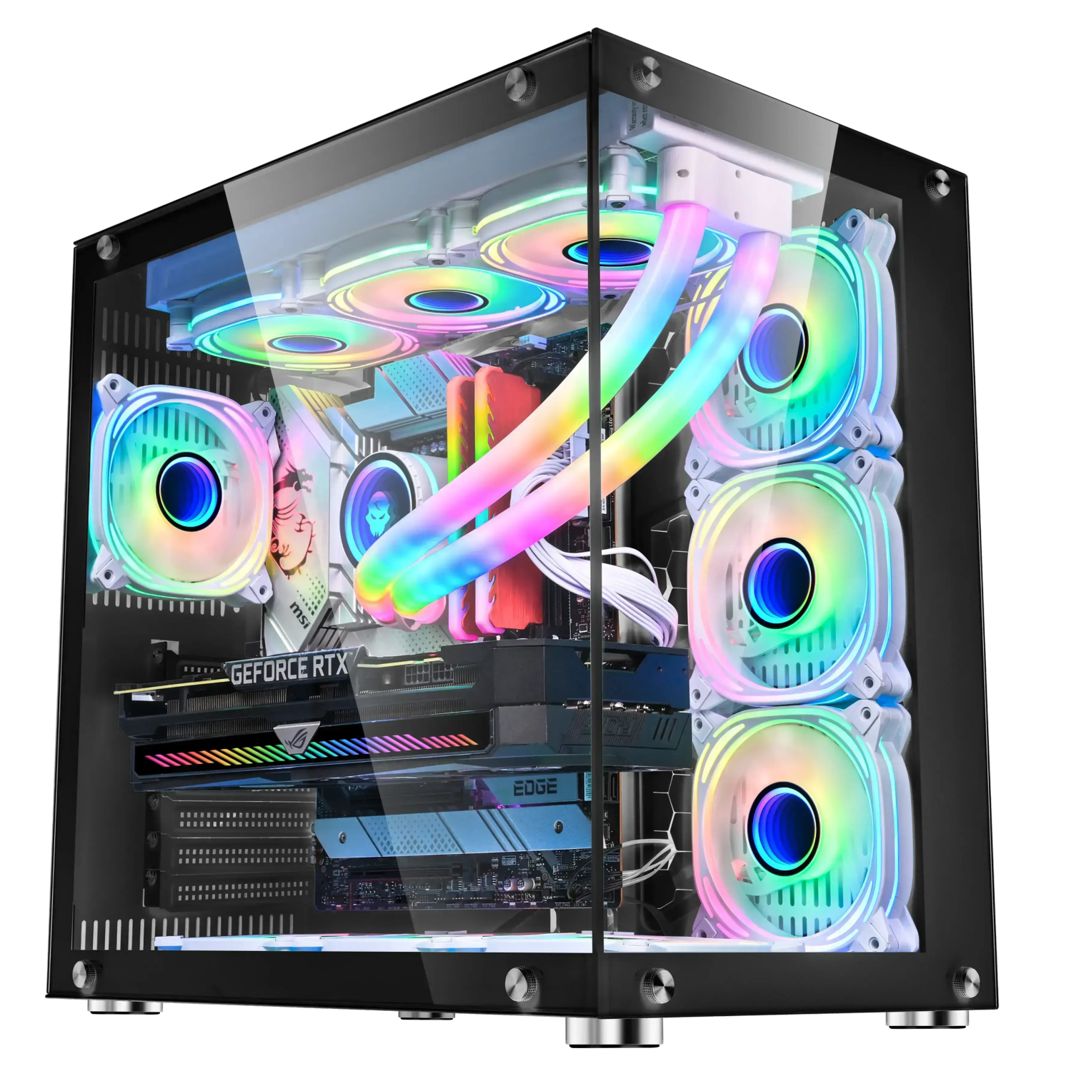 UNIWAY Gaming PC Desktop Ryzen7 5700X Nvidia RTX 5070, DLSS 4 - AI-Powered Performance, 1TB NVMe SSD, 32GB Ram, AIO Liquid Cooler, Window 11 Pro