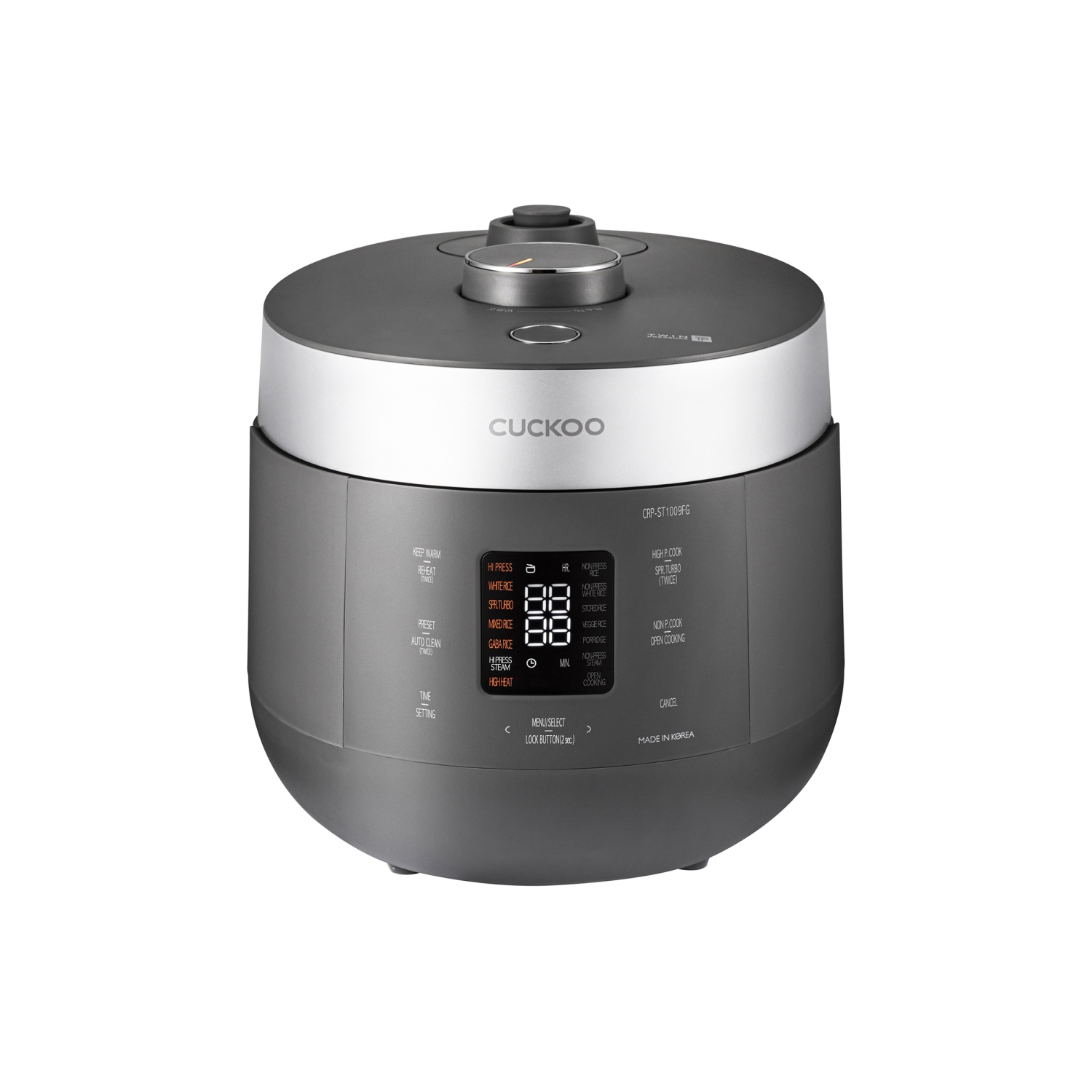 CUCKOO CRP-ST1009FG 10-Cup Twin Pressure Rice Cooker & Warmer with Nonstick Inner Pot, 16 Menu Modes, 3 Voice Guide, Auto Clean