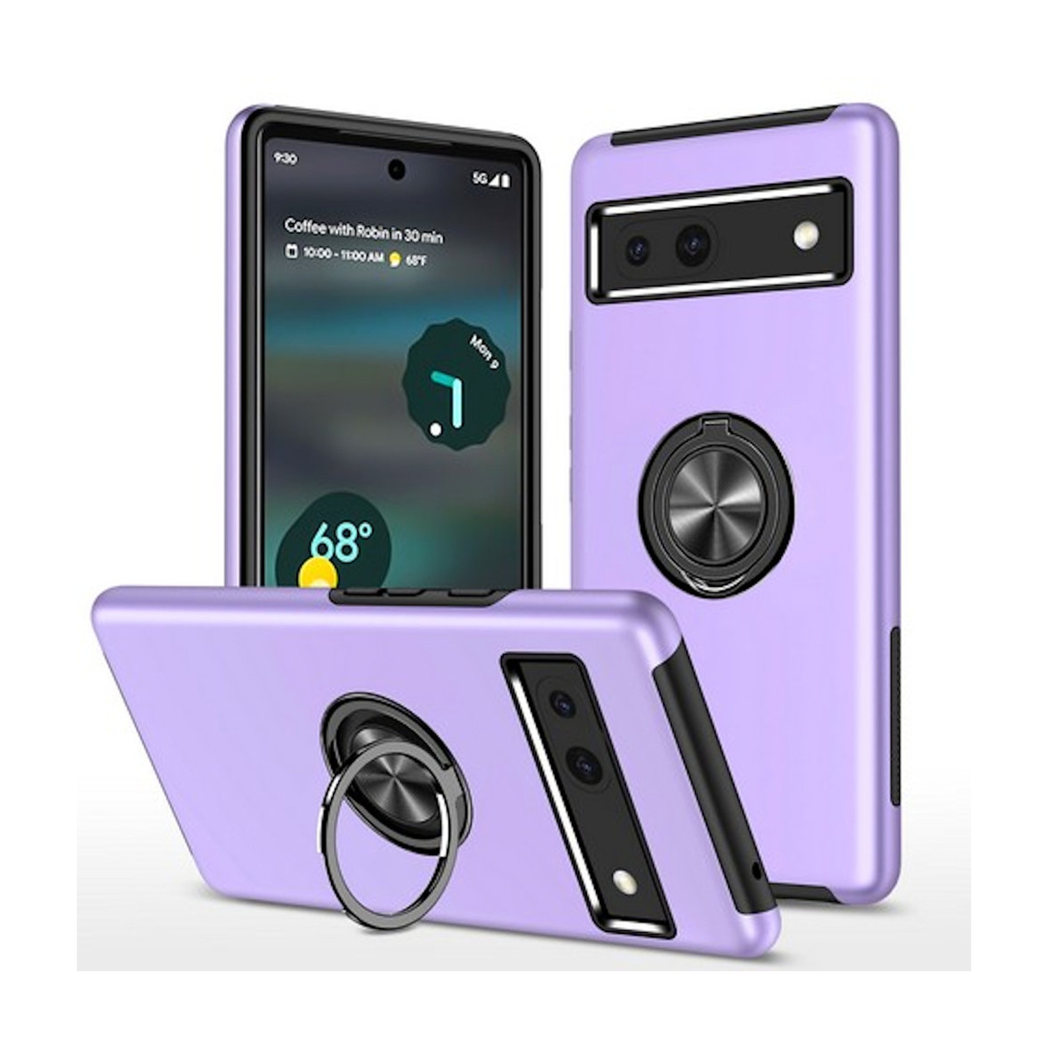 [CS] Hybrid Magnetic Kickstand Invisible Ring Case Cover for Google Pixel 7, Purple