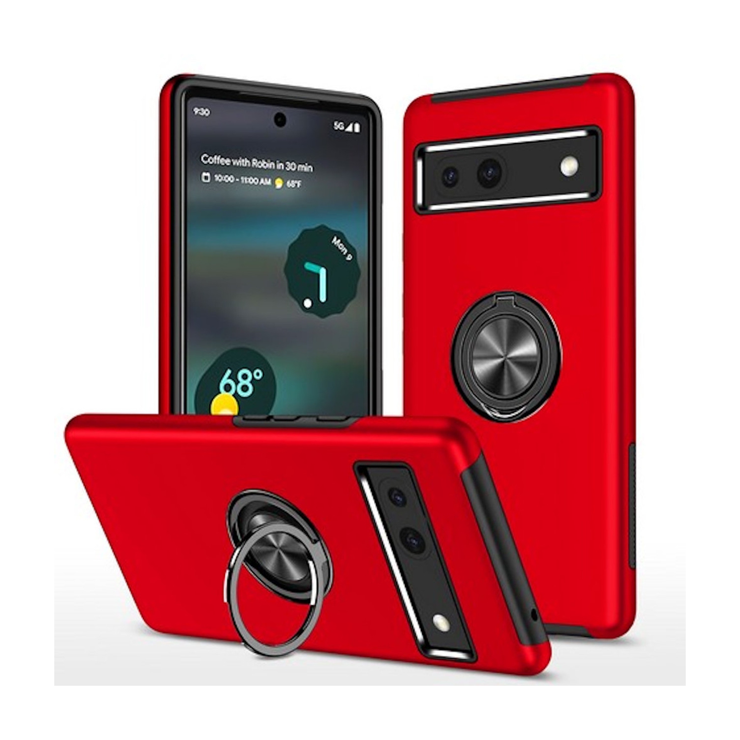 [CS] Étui avec support magnétique hybride invisible pour Pixel 7 de Google, rouge