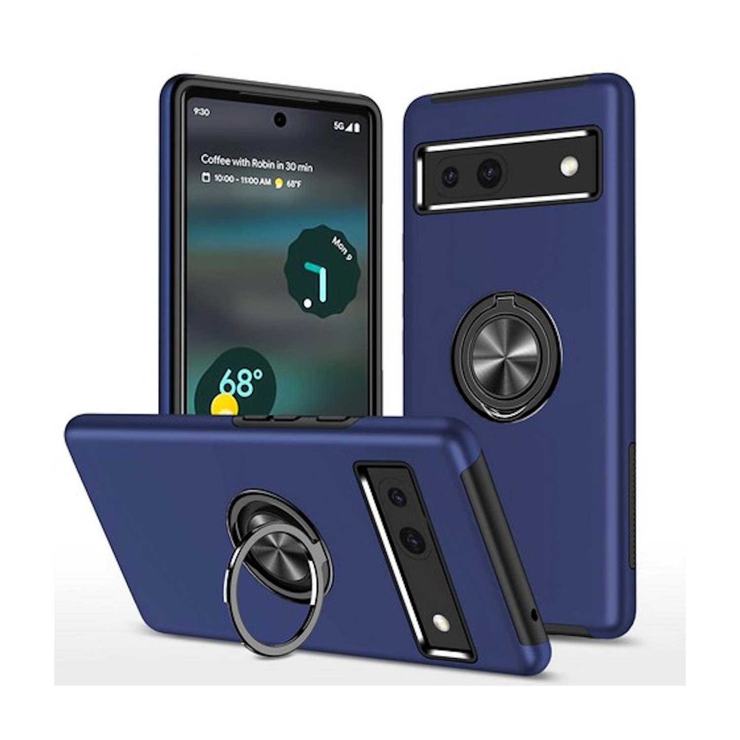 [CS] Hybrid Magnetic Kickstand Invisible Ring Case Cover for Google Pixel 7 Pro, Navy