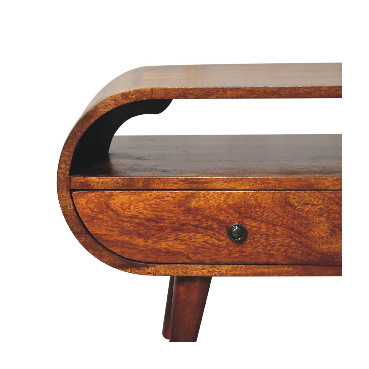 Meuble pour téléviseur circulaire en bois massif au fini marron d'Artisan Furniture