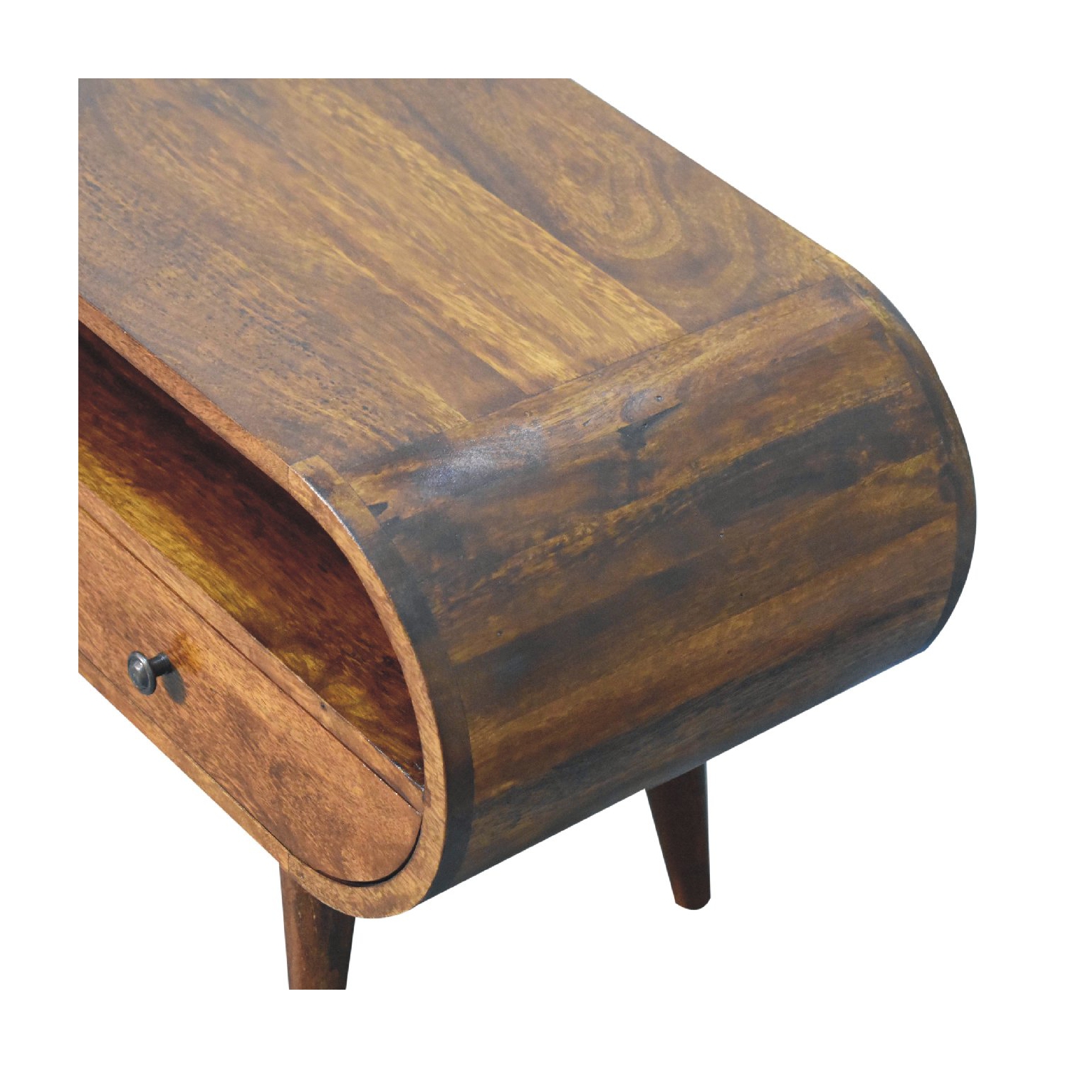 Meuble pour téléviseur circulaire en bois massif au fini marron d'Artisan Furniture