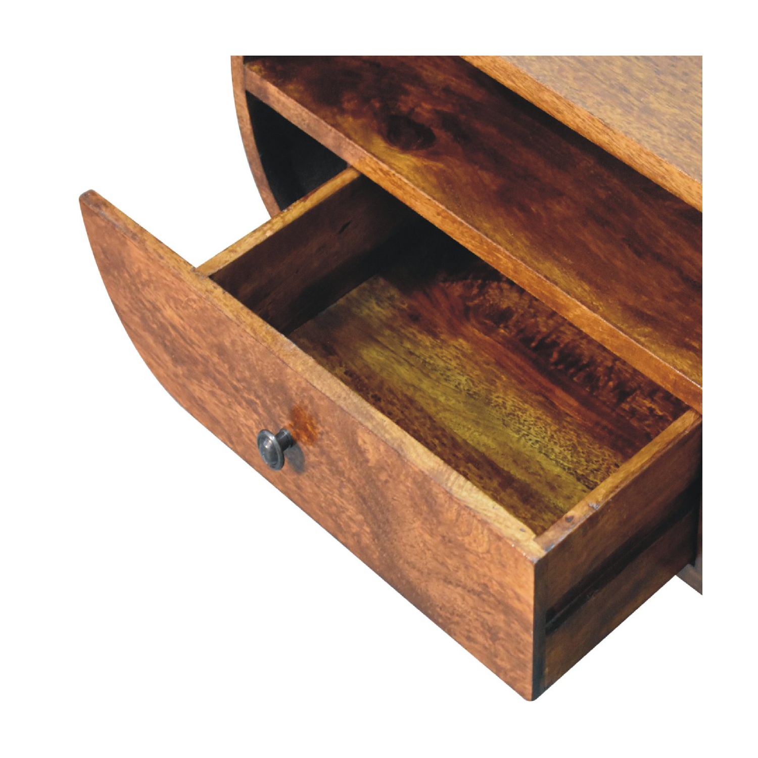 Meuble pour téléviseur circulaire en bois massif au fini marron d'Artisan Furniture