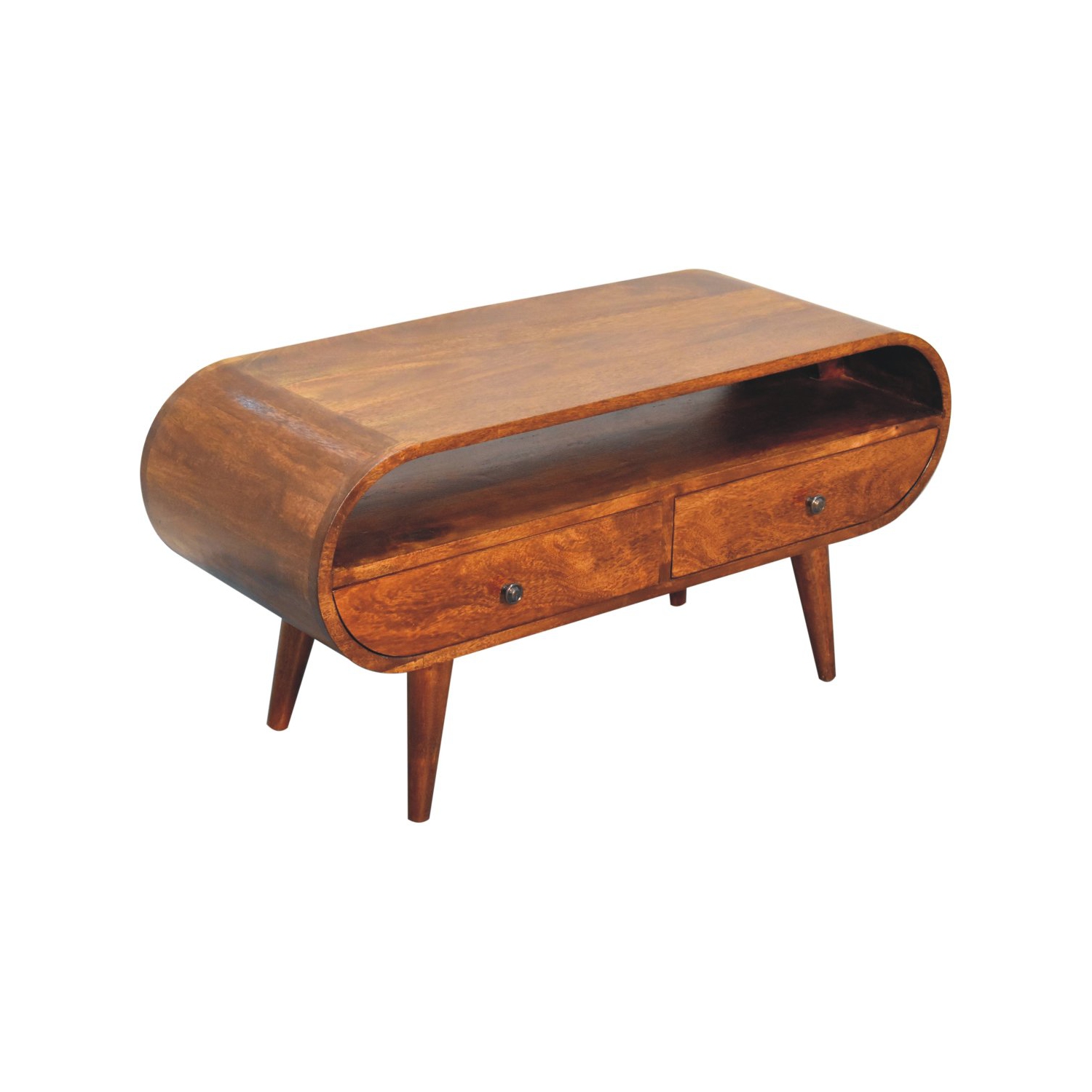 Meuble pour téléviseur circulaire en bois massif au fini marron d'Artisan Furniture