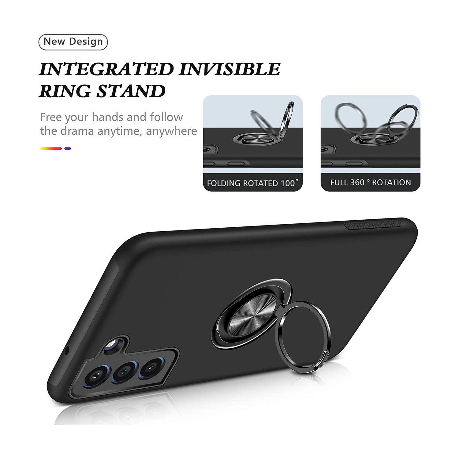 [CS] Étui avec béquille magnétique hybride invisible pour Galaxy S22 plus de Samsung, bleu marine