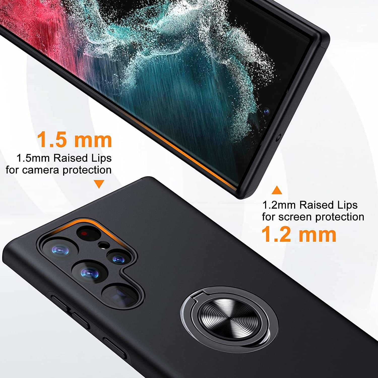 [CS] Étui avec béquille magnétique hybride invisible pour Galaxy S22 Ultra de Samsung, bleu marine