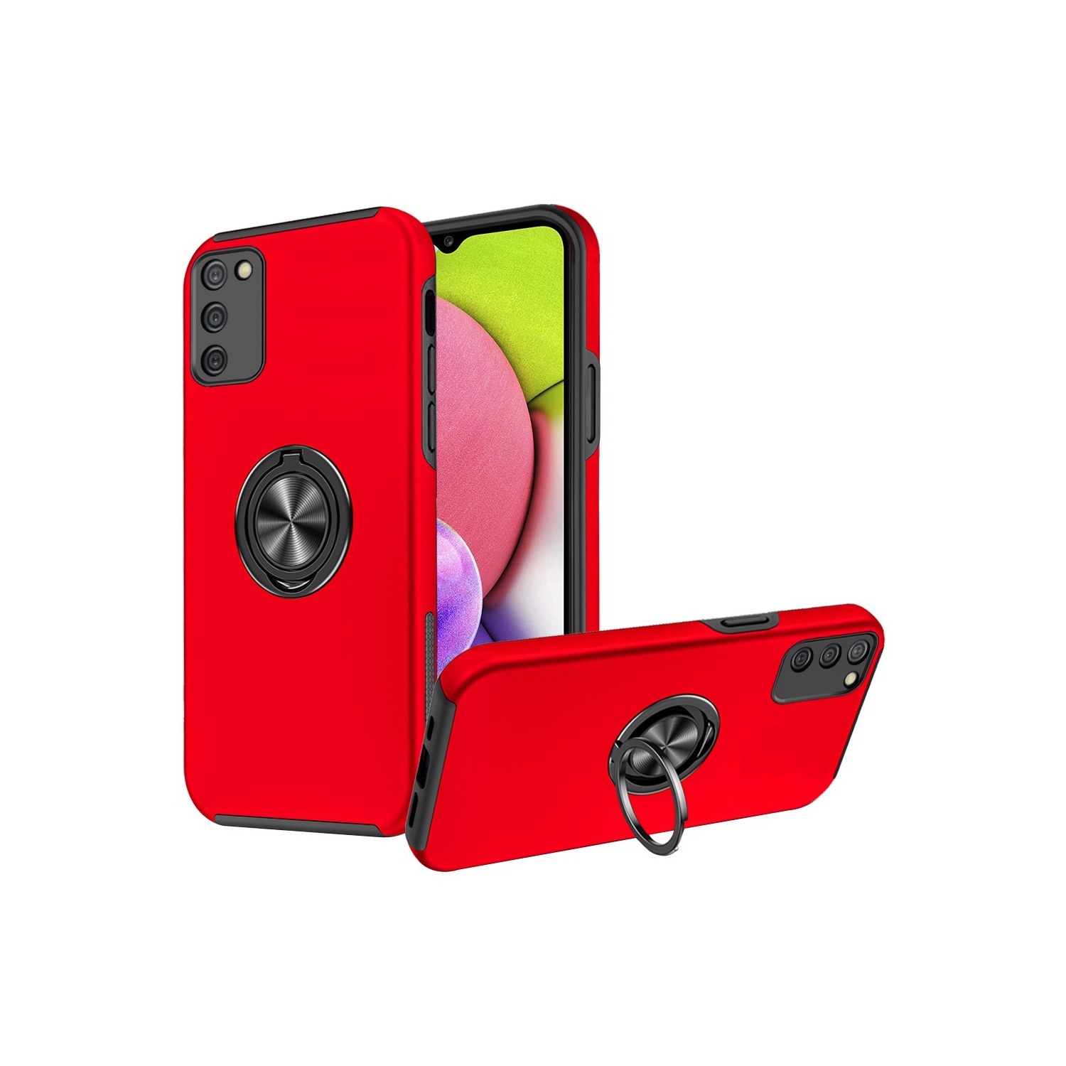 [CS] Étui avec béquille magnétique hybride invisible pour Galaxy A03S de Samsung, rouge