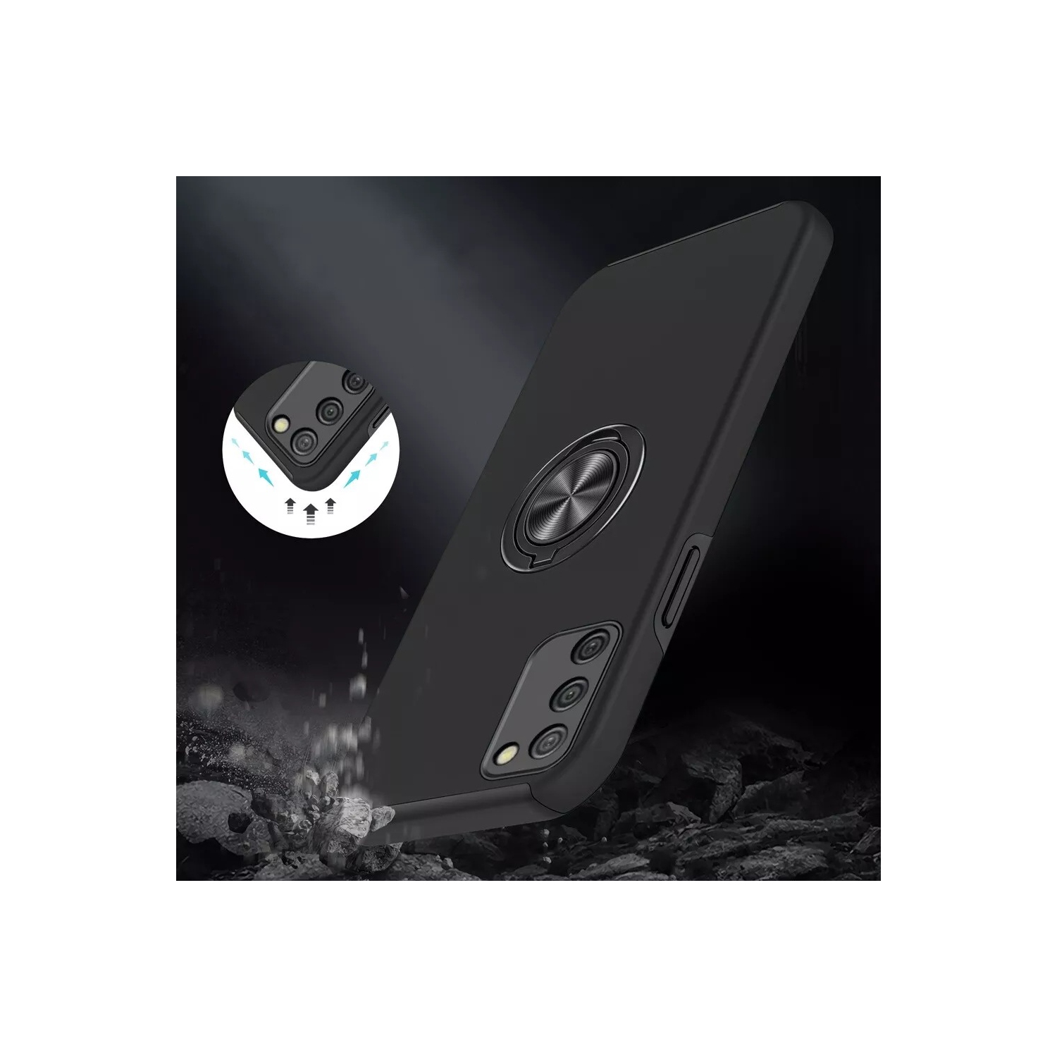 [CS] Étui avec béquille magnétique hybride invisible pour Galaxy A03S de Samsung, rouge