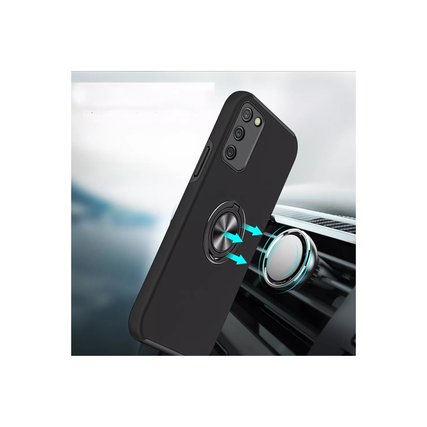 [CS] Étui avec béquille magnétique hybride invisible pour Galaxy A03S de Samsung, noir