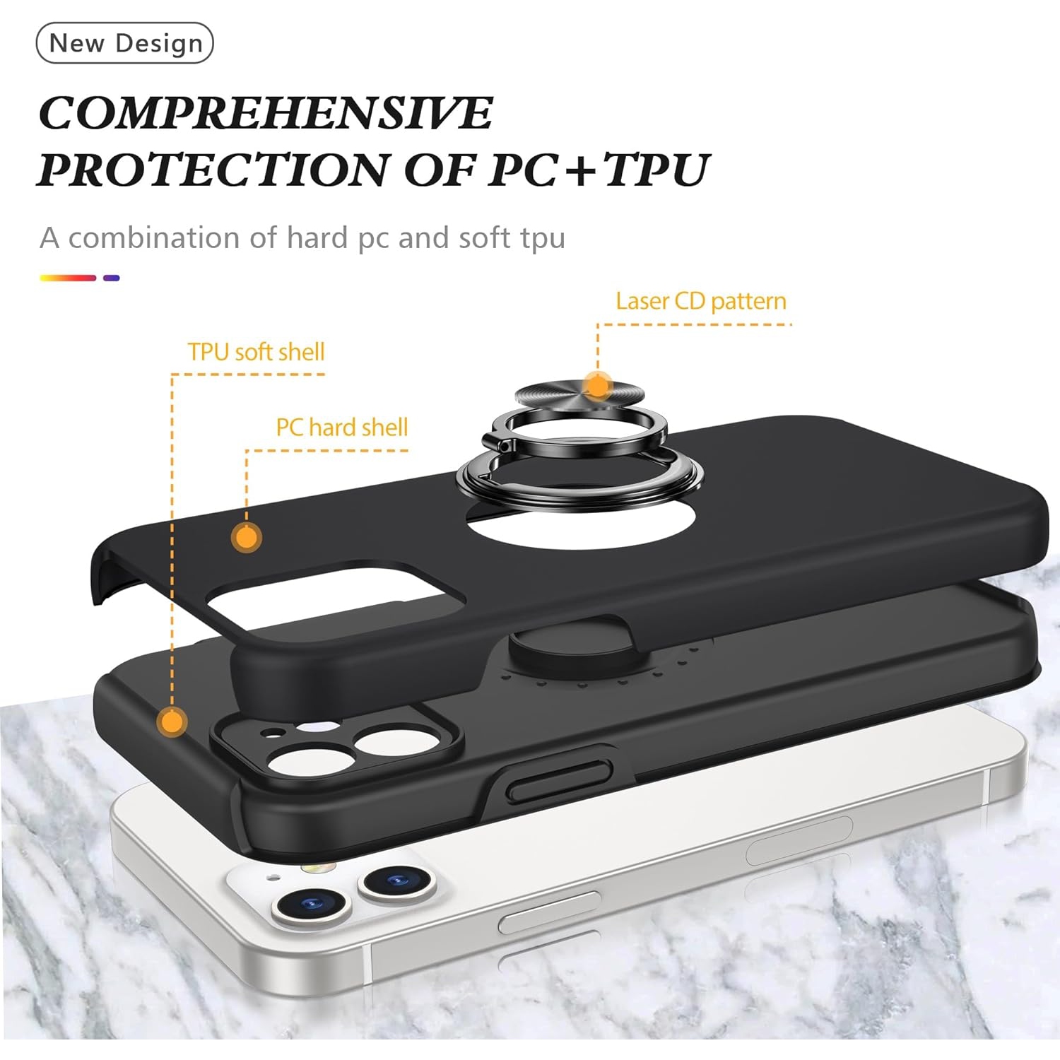 [CS] Hybrid Magnetic Kickstand Invisible Ring Case Cover for iPhone 12 Mini, Purple