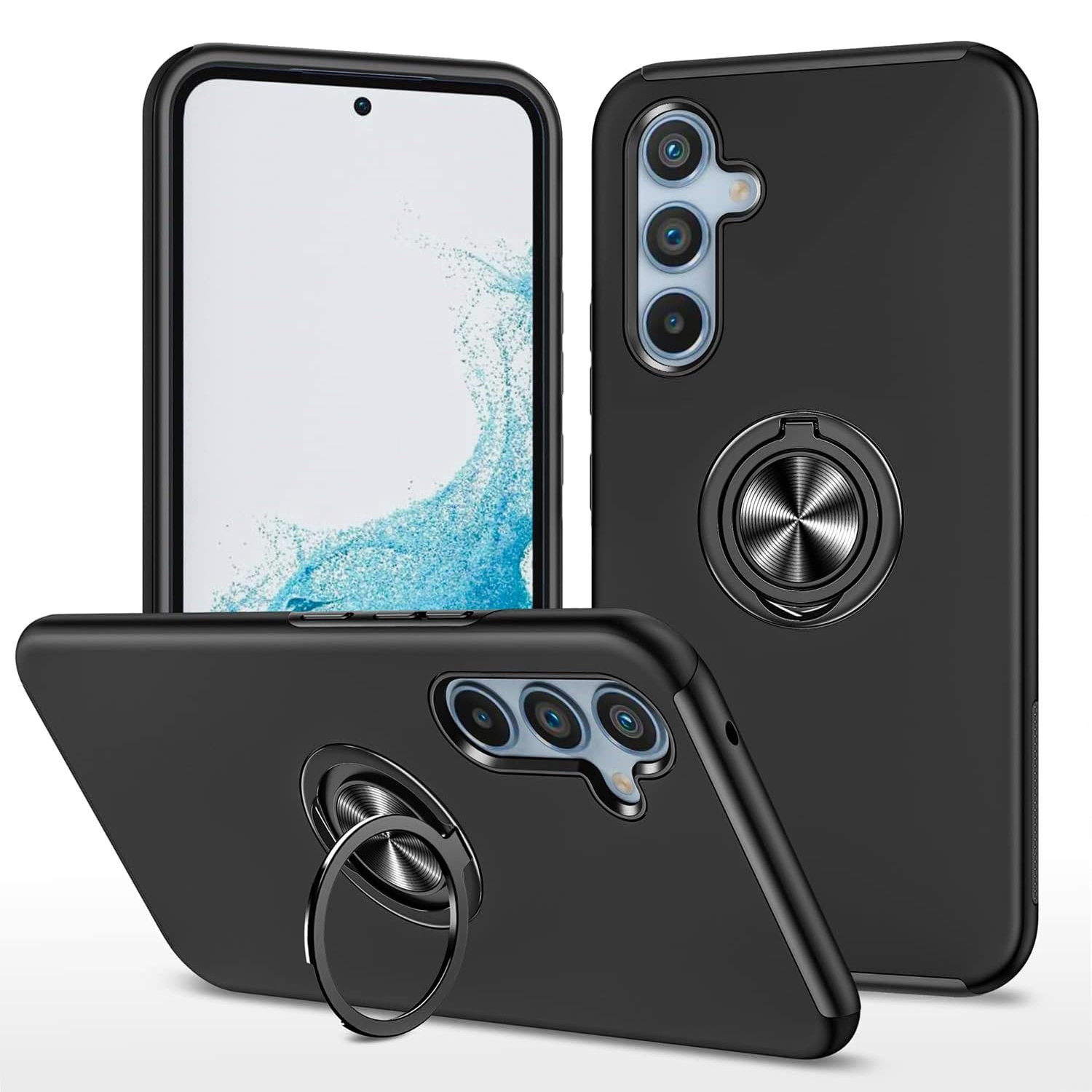 [CS] Hybrid Magnetic Kickstand Invisible Ring Case Cover for Samsung Galaxy A13, Black
