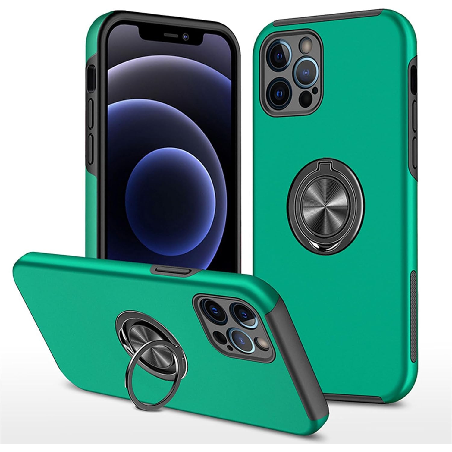 [CS] Étui avec béquille magnétique hybride invisible pour iPhone 12 Pro Max, vert