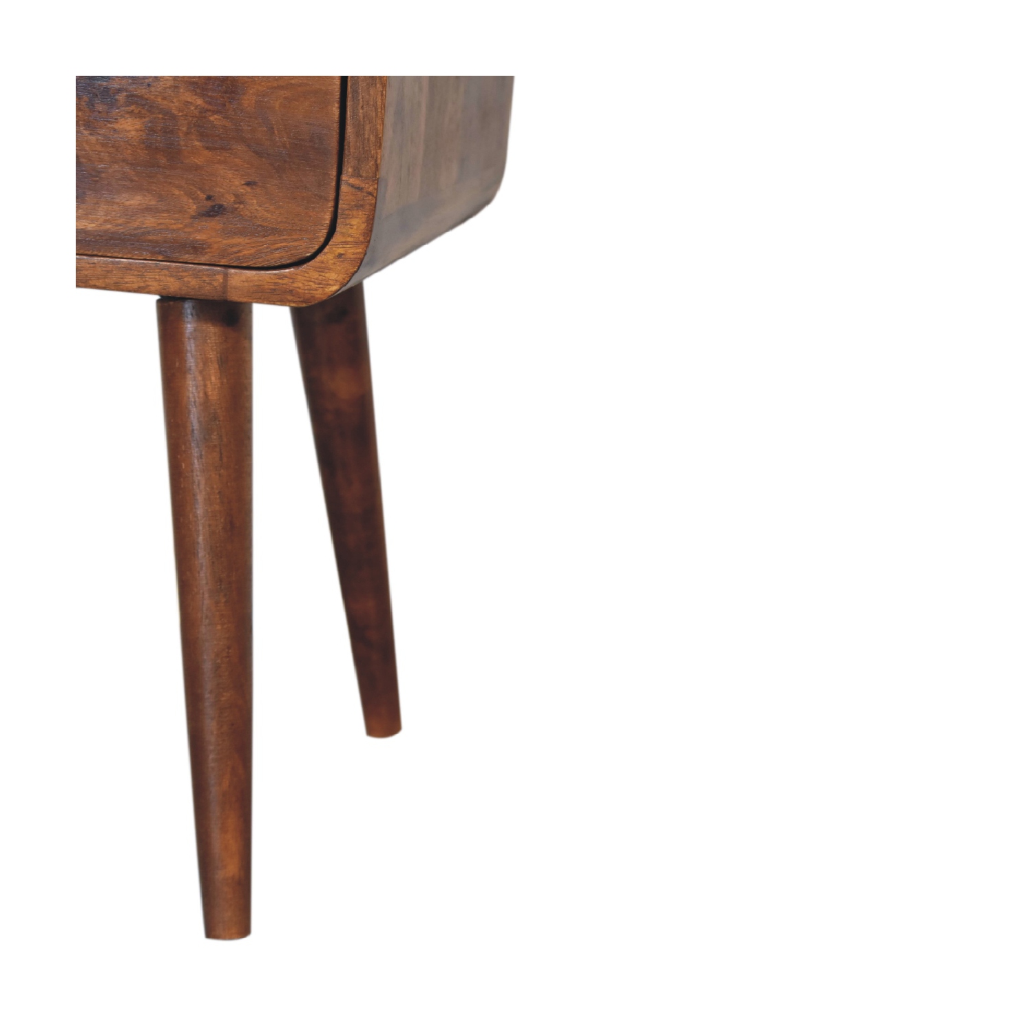 Artisan Furniture Solid Wood Mini Curve Open Nightstand In Chestnut Finish