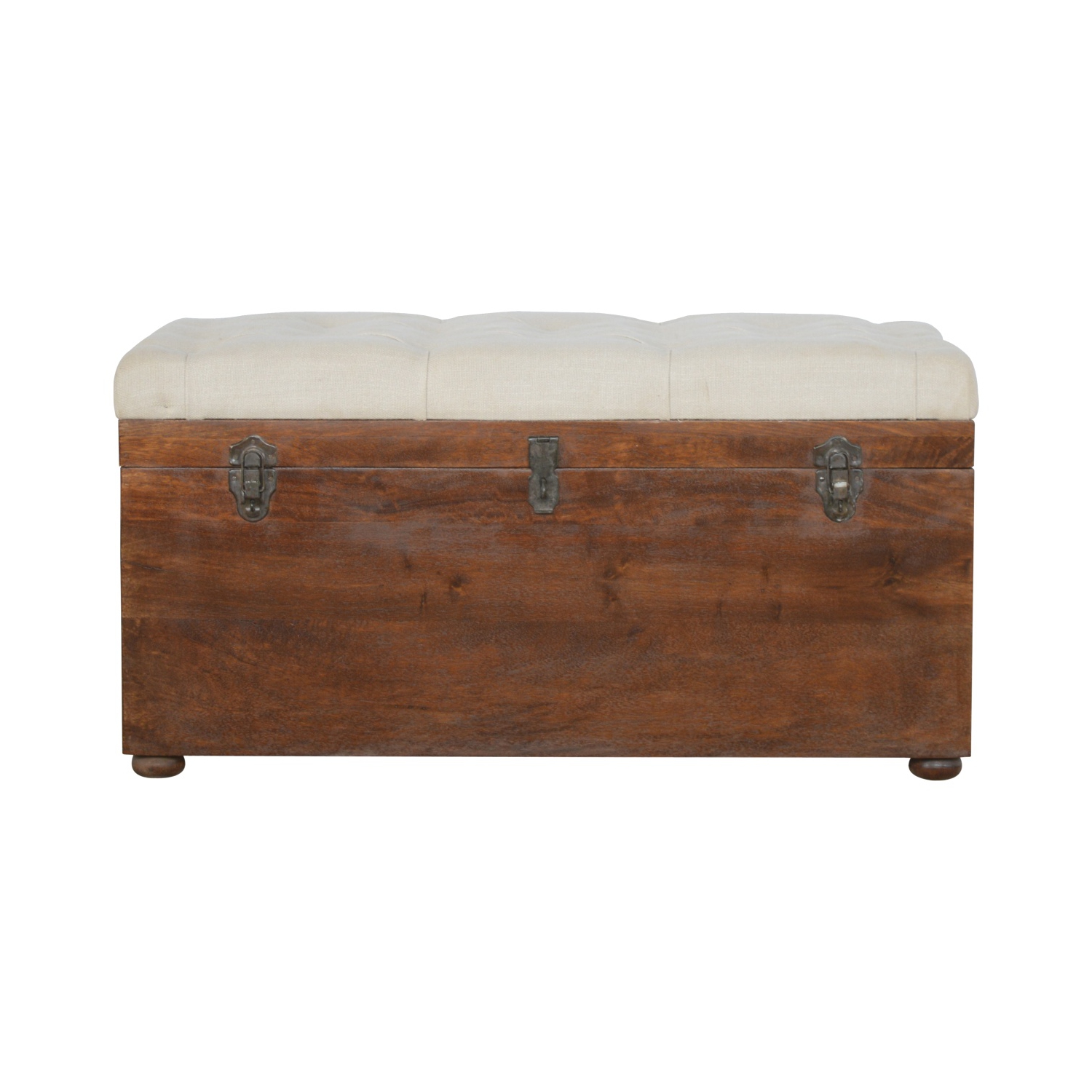 Artisan Furniture – Coffre de rangement en bois massif et lin blanc