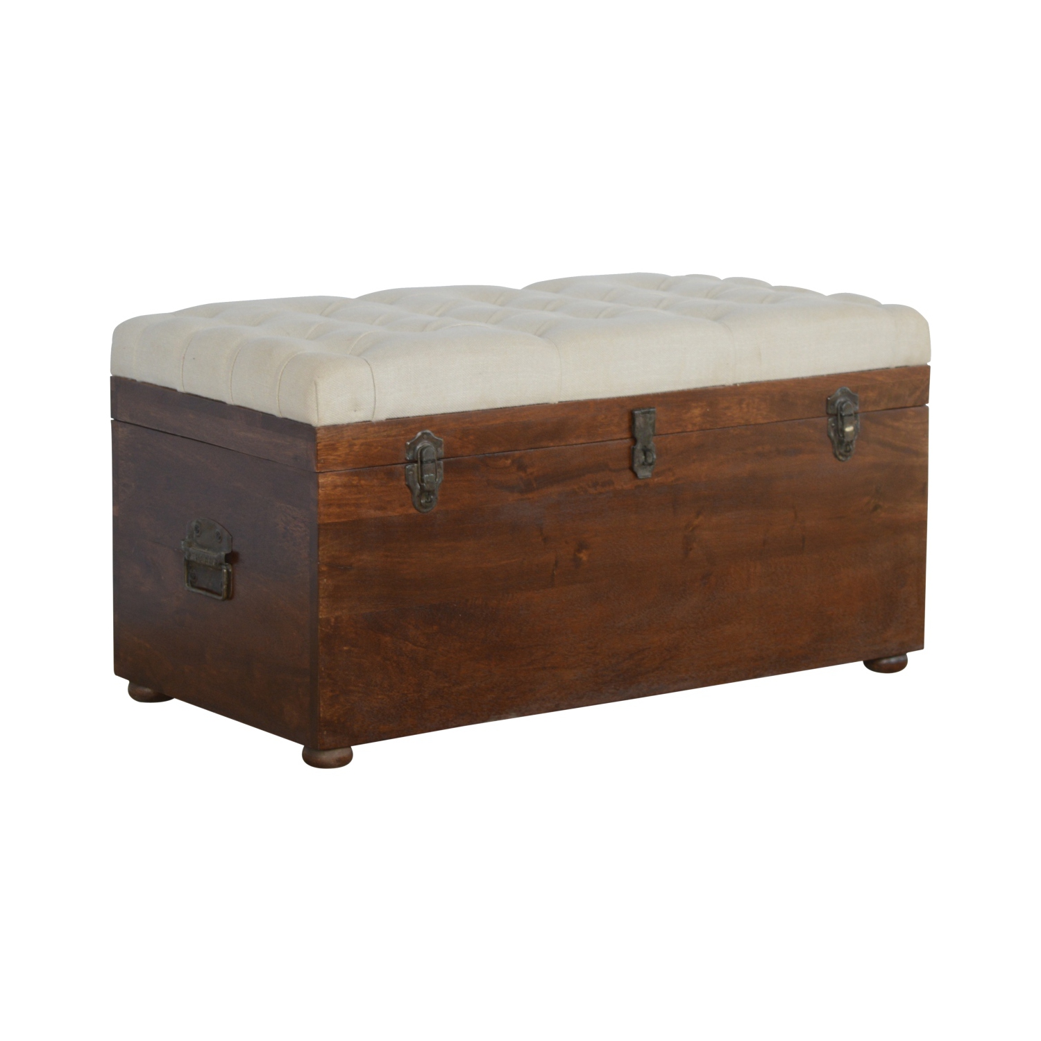 Artisan Furniture – Coffre de rangement en bois massif et lin blanc