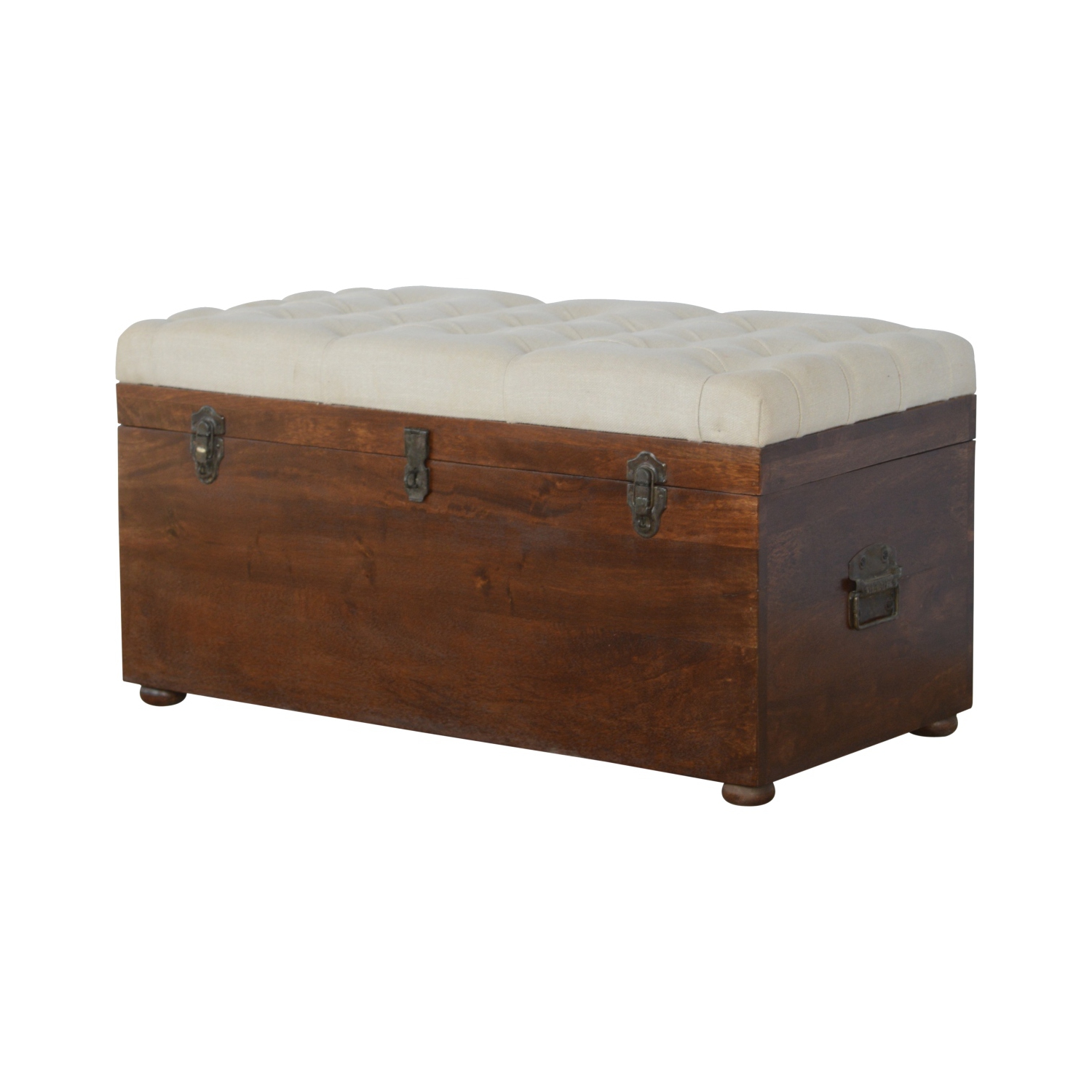 Artisan Furniture – Coffre de rangement en bois massif et lin blanc