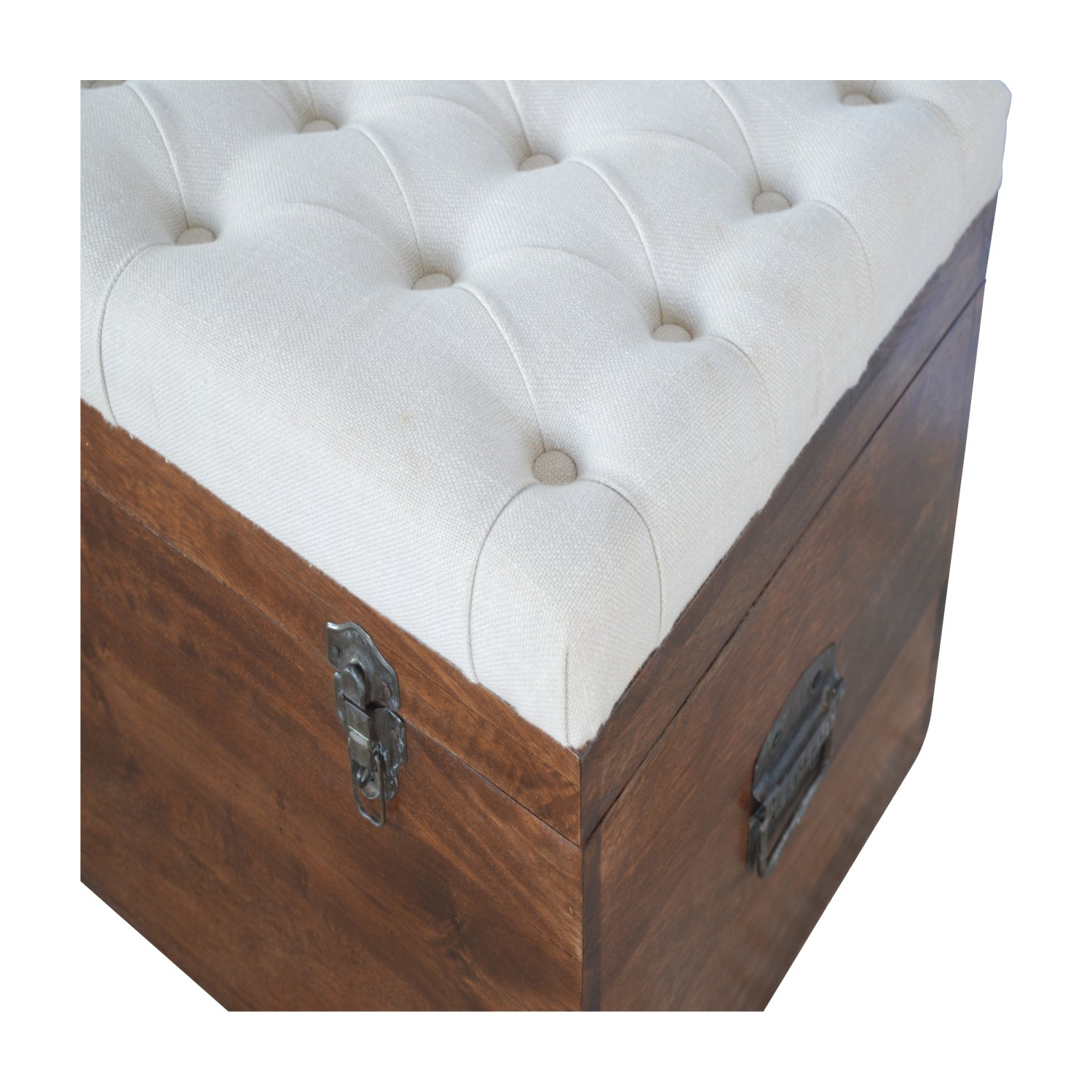 Artisan Furniture – Coffre de rangement en bois massif et lin blanc