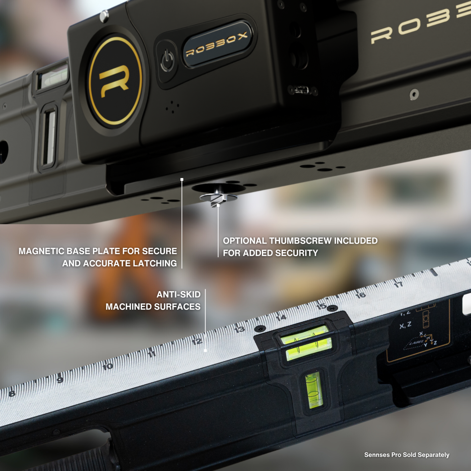 ROBBOX – extension de niveau de boîte de 16 po pour marqueurs Sennses Pro, métrique et impérial, fioles à bulles calibrées avec précision