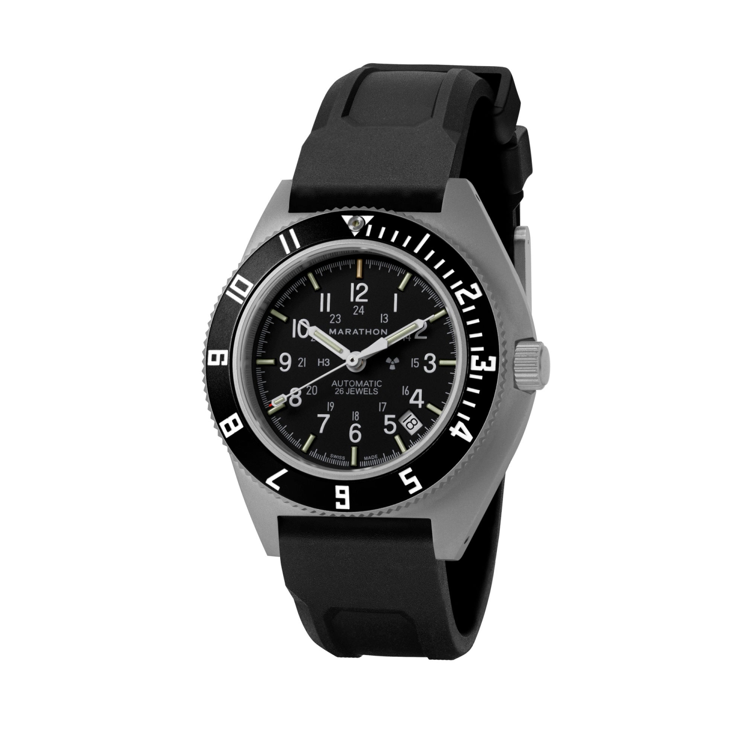 MARATHON – navigateur en acier avec date automatique sur ensemble de 3 courroies en caoutchouc noir 41&nbsp;mm