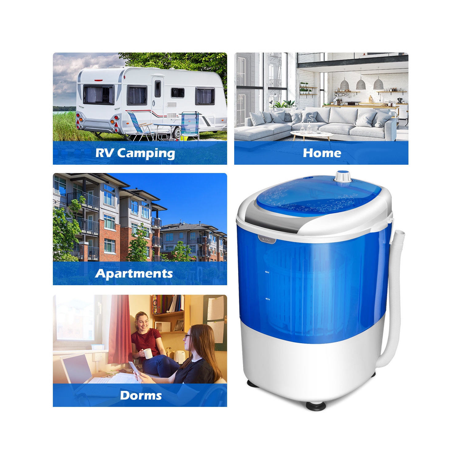 Costway Mini Washer and Spinner Combo, 5.5lbs Capacity, Semi-automatic Compact Laundry Apartment Dorm RV Portable Washing Machine