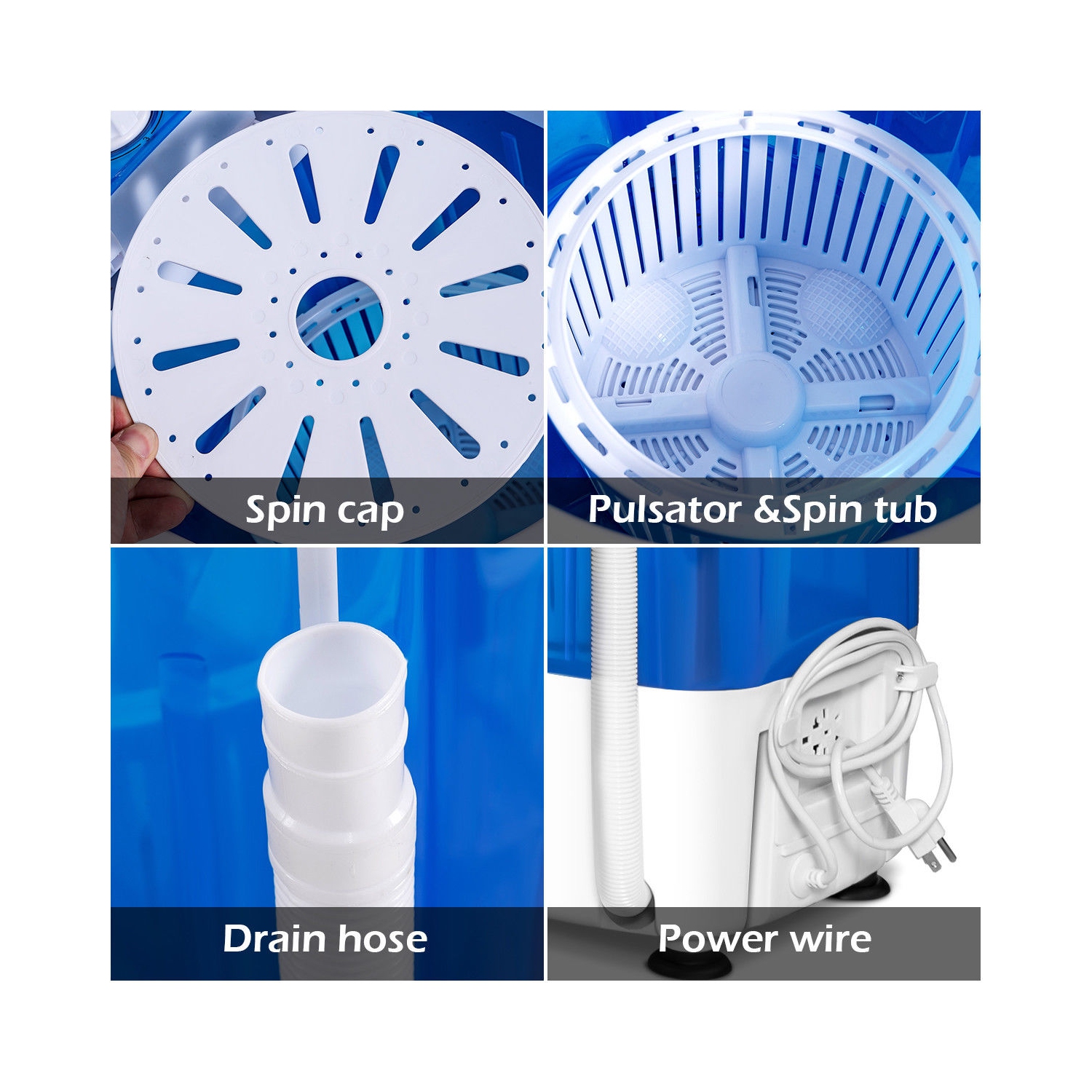 Costway Mini Washer and Spinner Combo, 5.5lbs Capacity, Semi-automatic Compact Laundry Apartment Dorm RV Portable Washing Machine