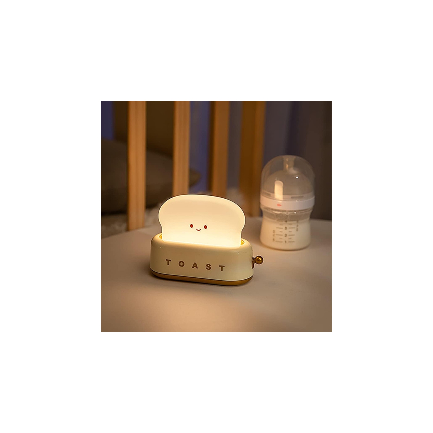 Cute Toast Bread LED Night Lamp,Creative USB Rechargeable Toast Night Light,Timer and Dimmable Bedside Sleep Lamp Desk Decor for Kids