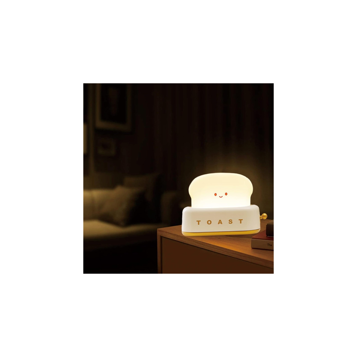 Cute Toast Bread LED Night Lamp,Creative USB Rechargeable Toast Night Light,Timer and Dimmable Bedside Sleep Lamp Desk Decor for Kids