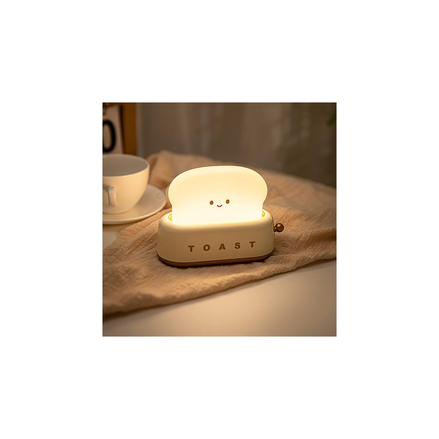 Cute Toast Bread LED Night Lamp,Creative USB Rechargeable Toast Night Light,Timer and Dimmable Bedside Sleep Lamp Desk Decor for Kids