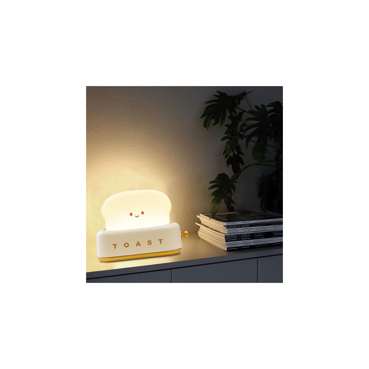 Cute Toast Bread LED Night Lamp,Creative USB Rechargeable Toast Night Light,Timer and Dimmable Bedside Sleep Lamp Desk Decor for Kids