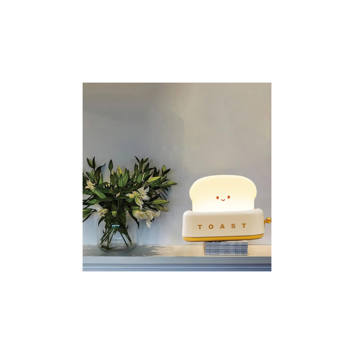 Cute Toast Bread LED Night Lamp,Creative USB Rechargeable Toast Night Light,Timer and Dimmable Bedside Sleep Lamp Desk Decor for Kids