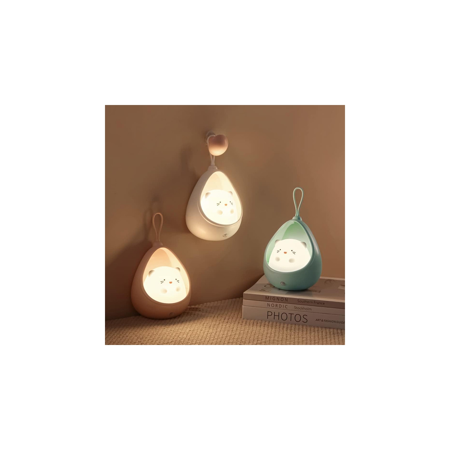 Cute rabbit Motion Sensor Night Light Wall Lamp,Rechargable,Bedroom Decoration for Kids Baby Toddler Teen Gift