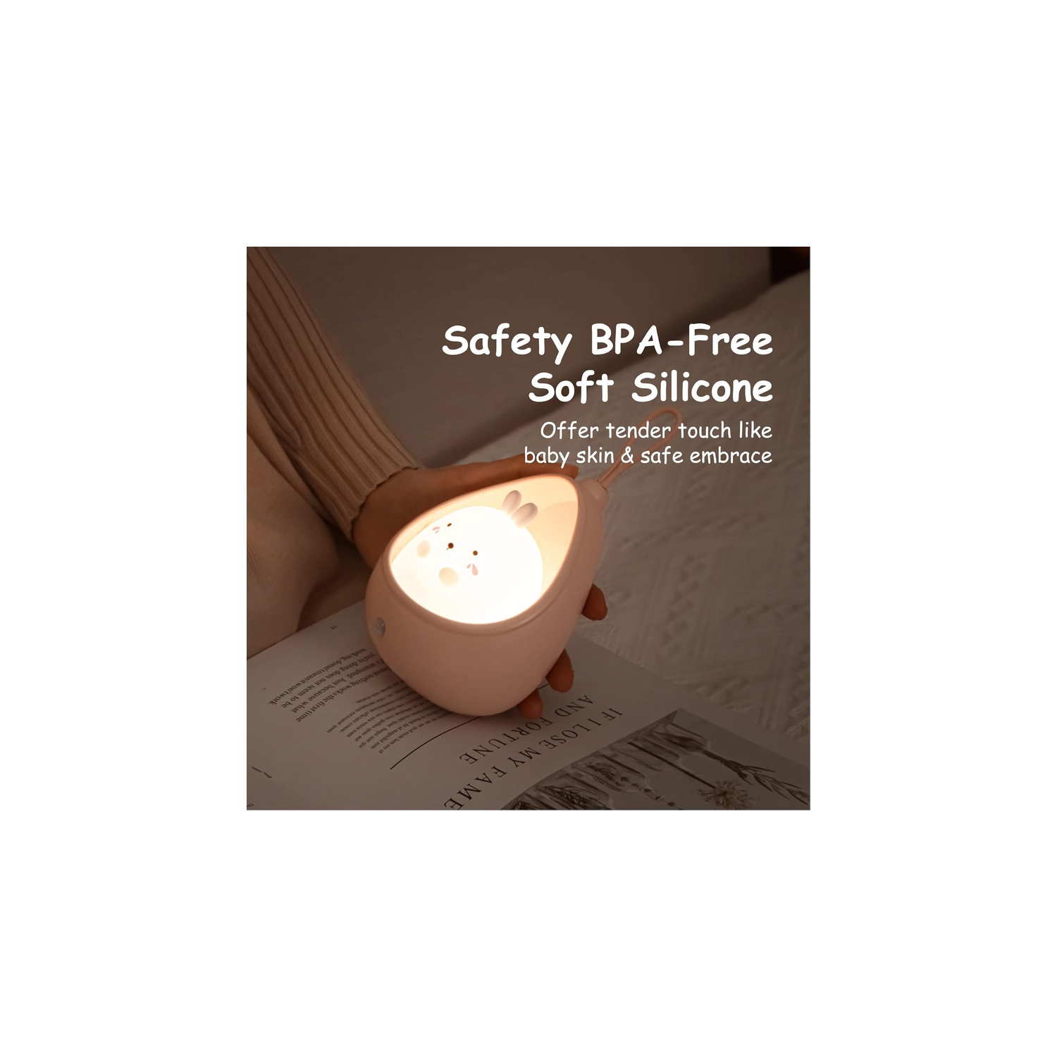 Cute rabbit Motion Sensor Night Light Wall Lamp,Rechargable,Bedroom Decoration for Kids Baby Toddler Teen Gift