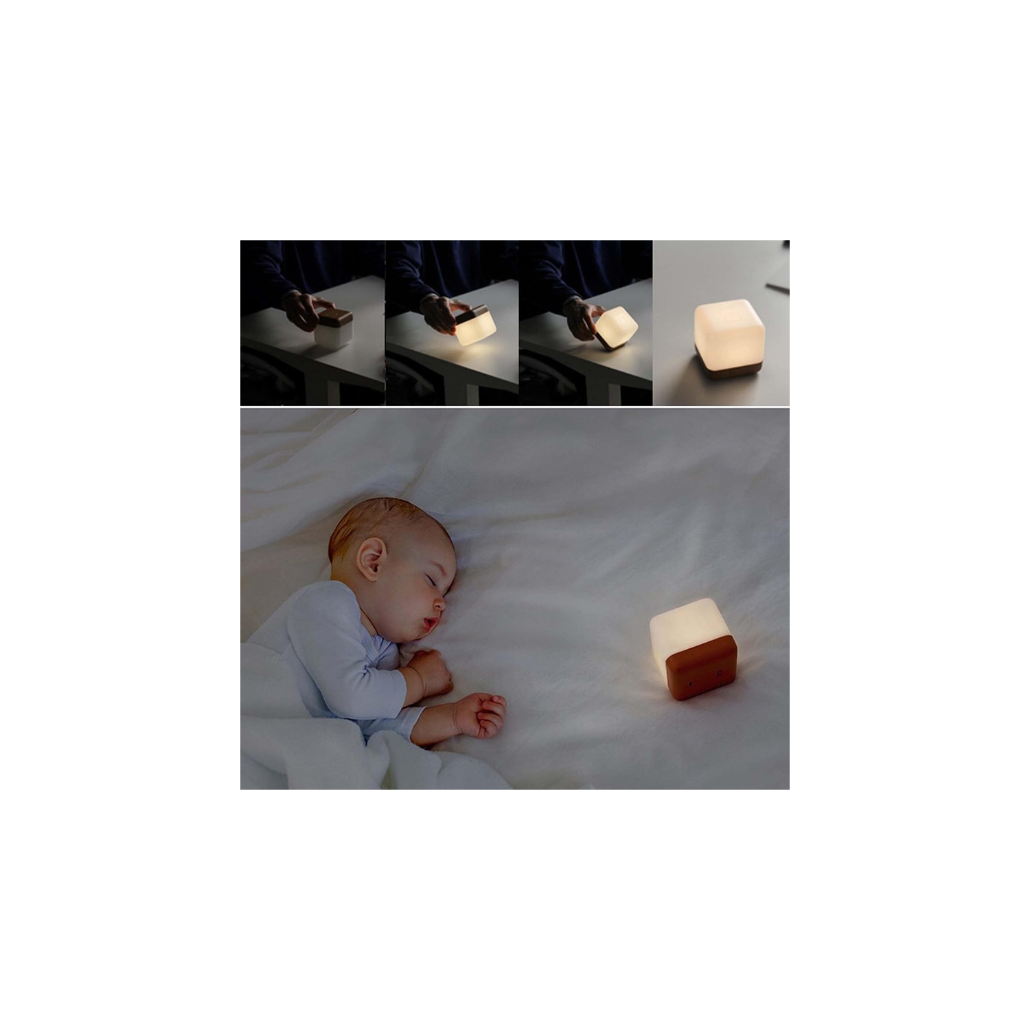LED Cube Night Light for Kids and Adults, Flip Timer Night Lamp USB Rechargeable Baby Nursery Night Light for Breastfeeding,Movable Light Mood