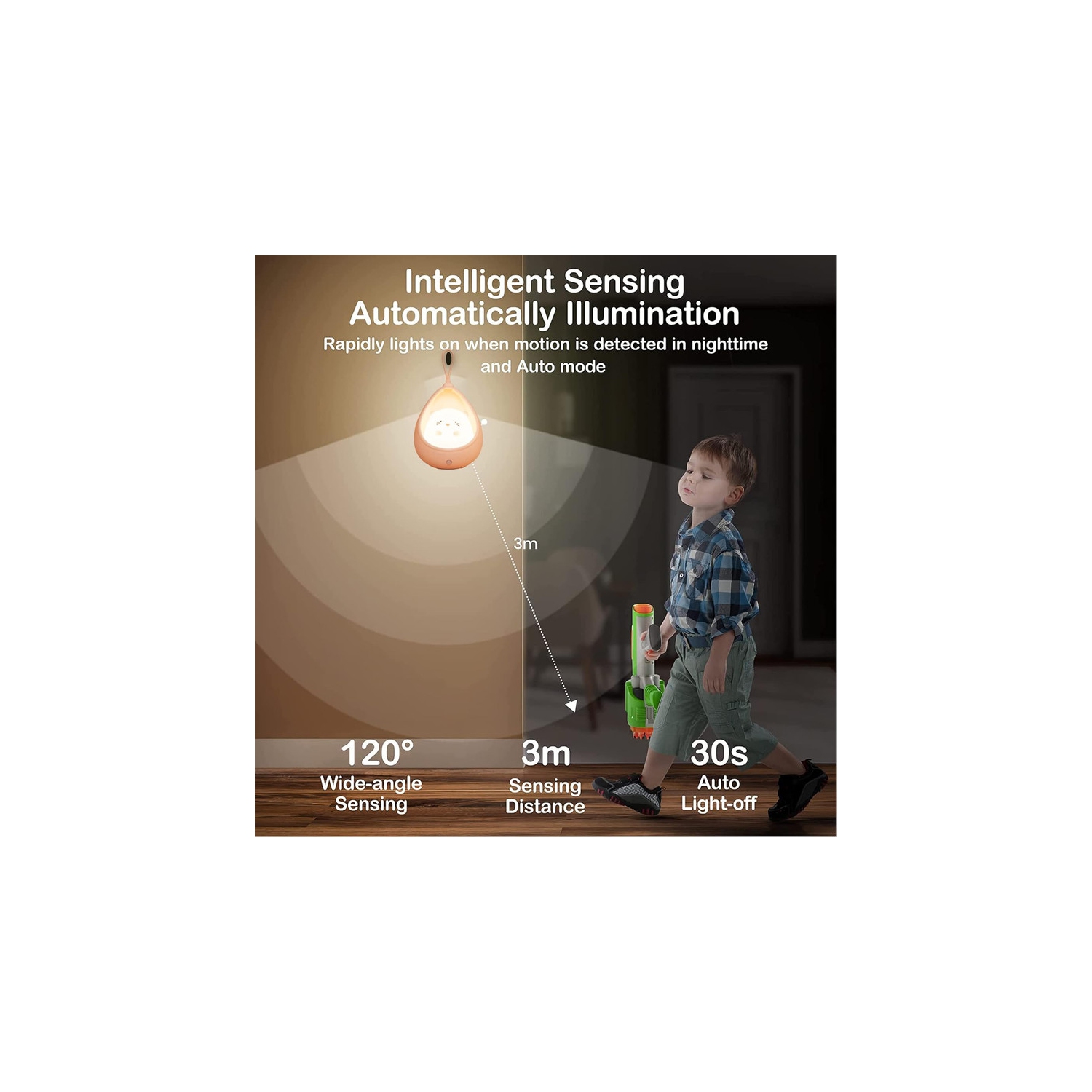 Cute rabbit Motion Sensor Night Light Wall Lamp,Rechargable,Bedroom Decoration for Kids Baby Toddler Teen Gift